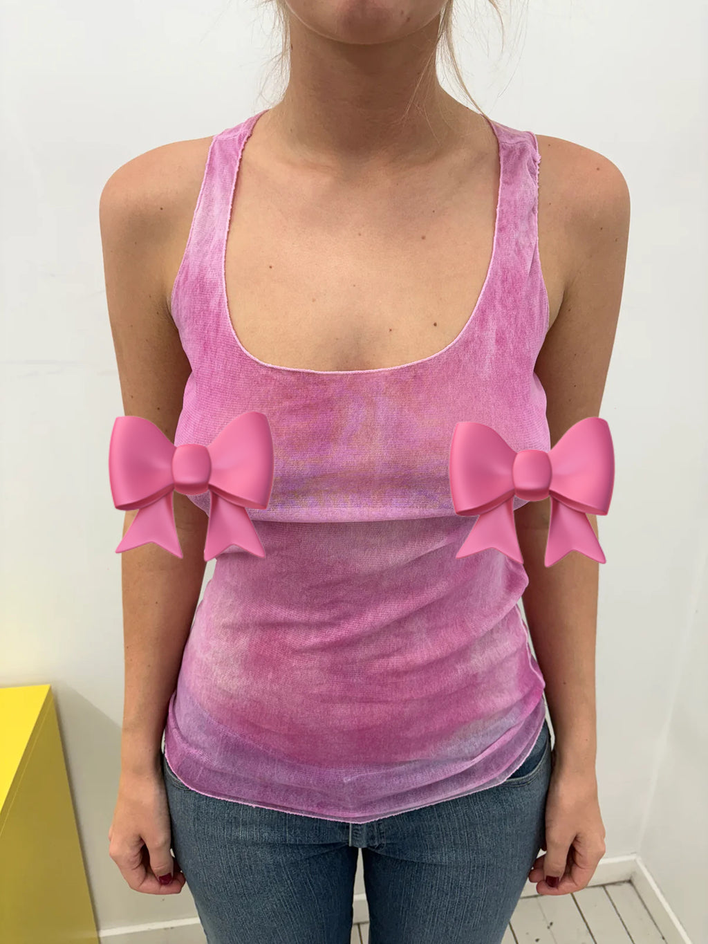 Pink Washed Sheer Mesh Racerback Tank Top