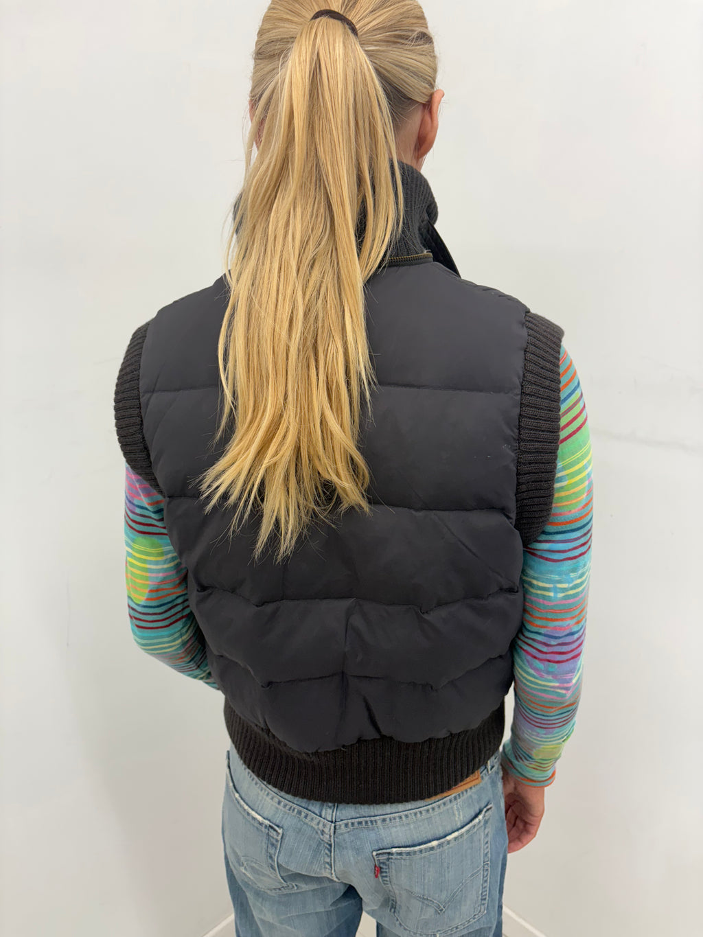 Brown Cropped Puffer Utility Vest