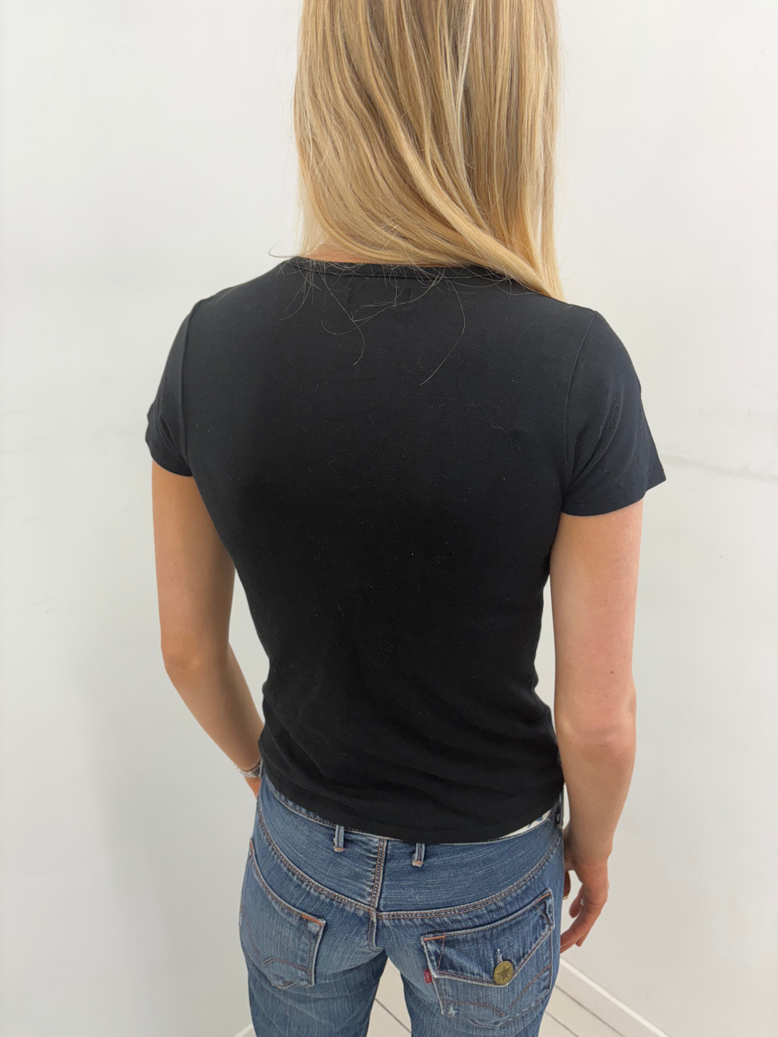 Black Rhinestone Hello Kitty Fitted T-Shirt