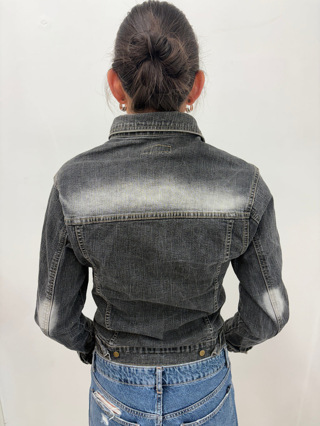 Grey Washed D&G Denim Jacket with Contrast Stitching