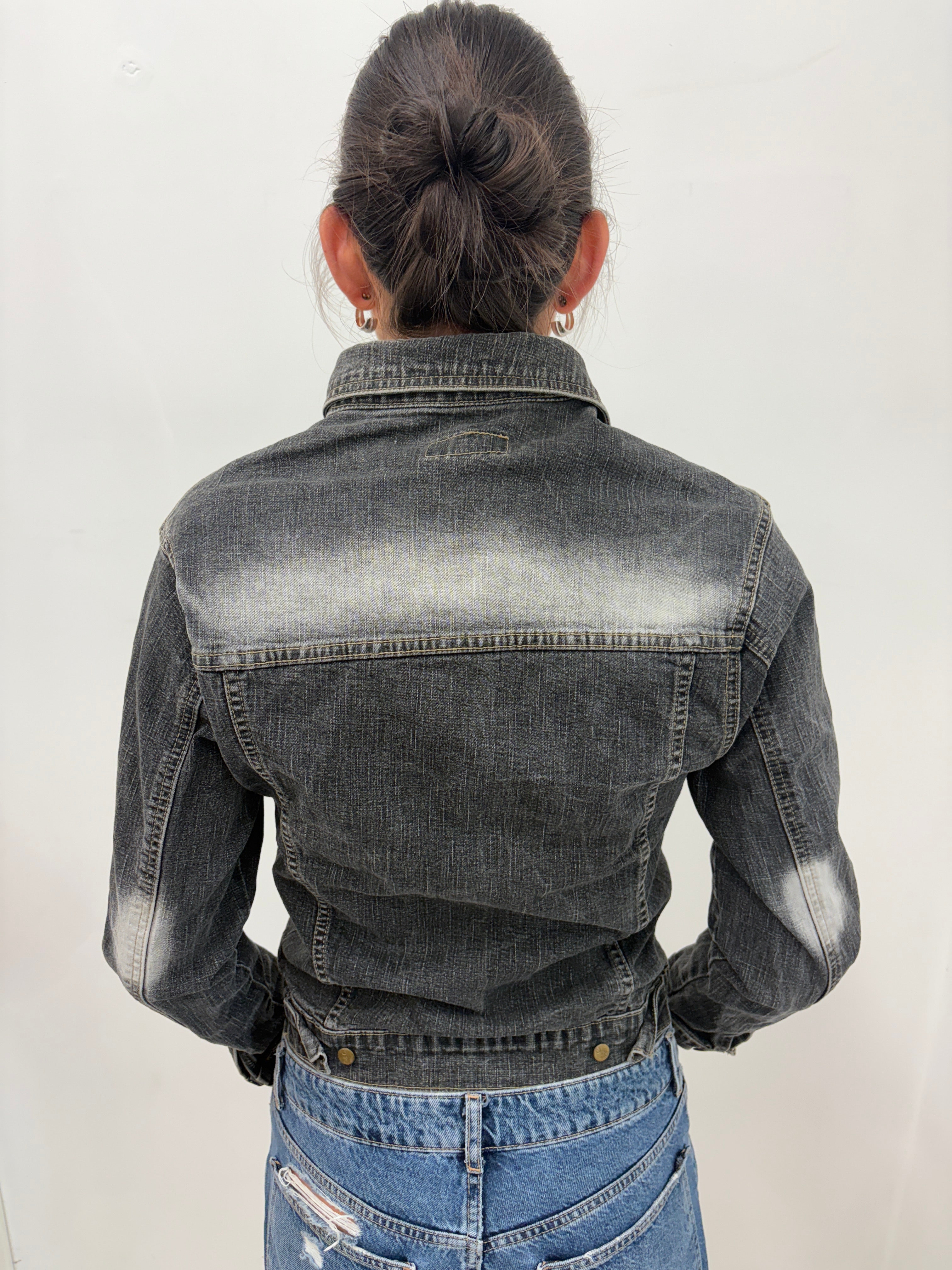 Grey Washed D&G Denim Jacket with Contrast Stitching