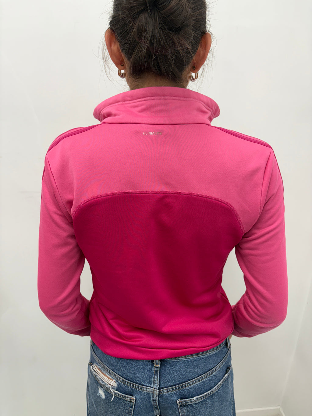 Pink Adidas Zip-Up Track Jacket with Stripes