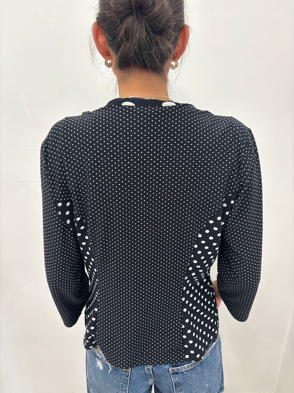 Black and White Polka Dot Cropped Blazer