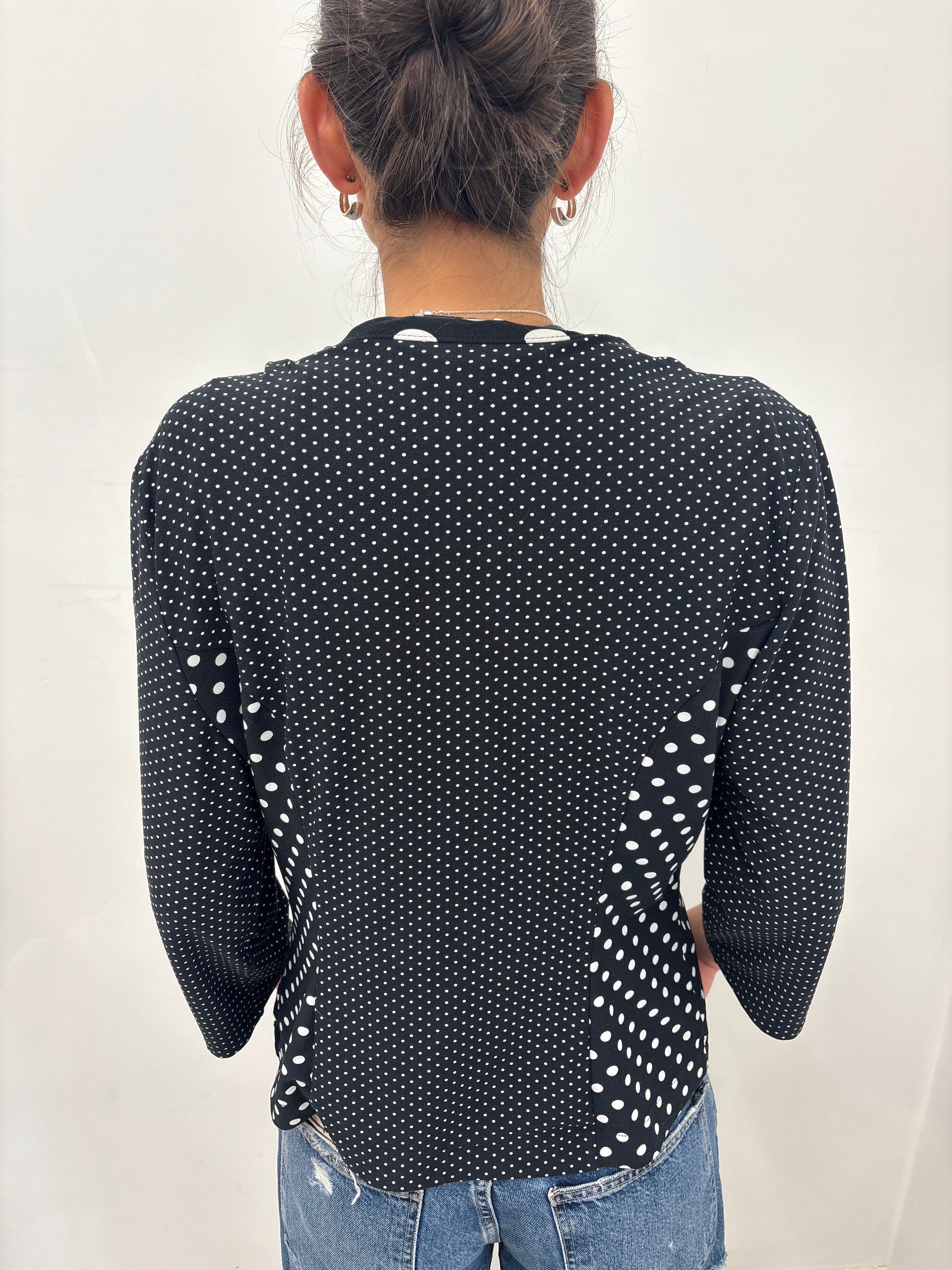 Black and White Polka Dot Cropped Blazer