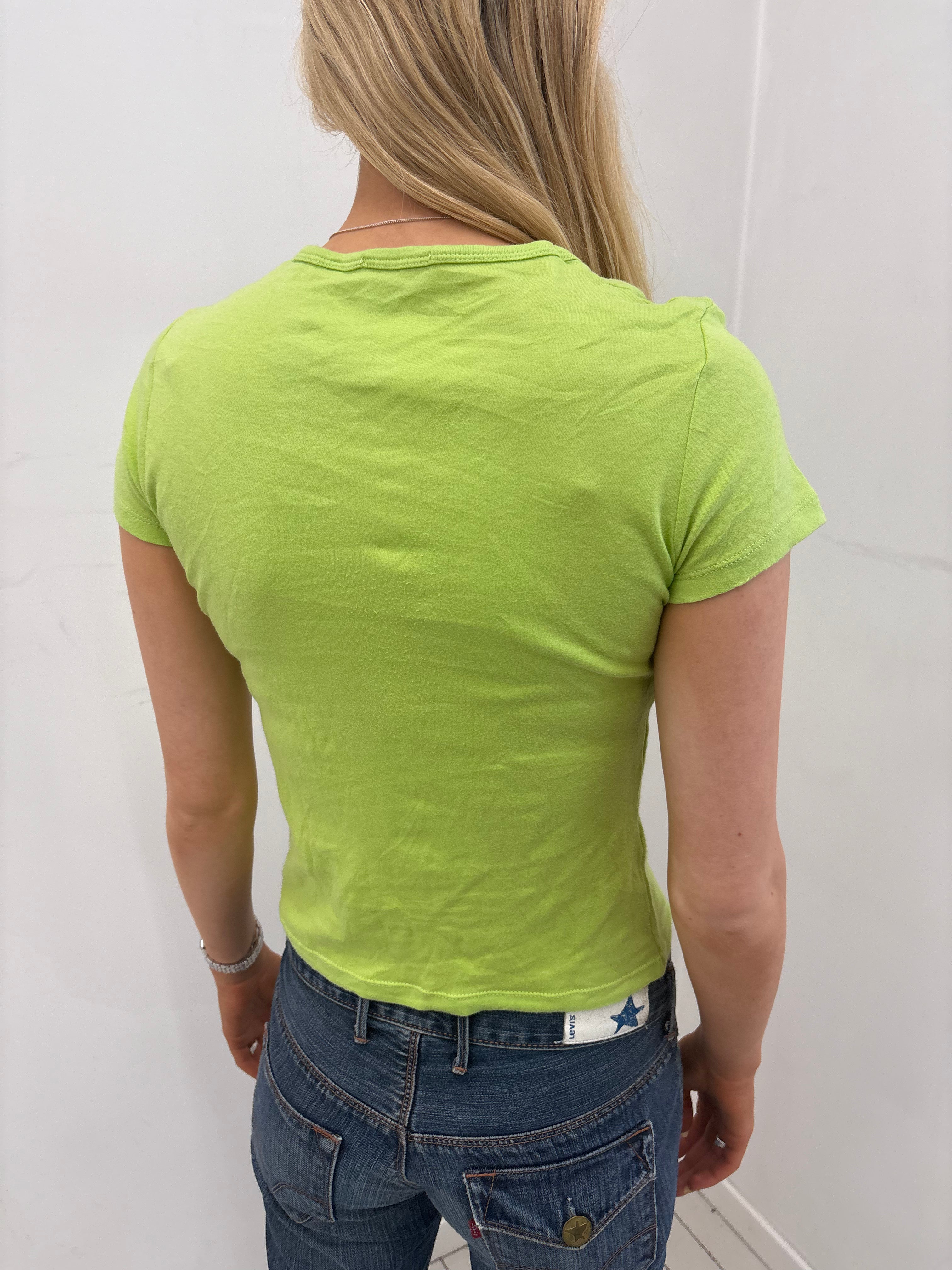 Y2K Lime Rhinestone Baby Tee