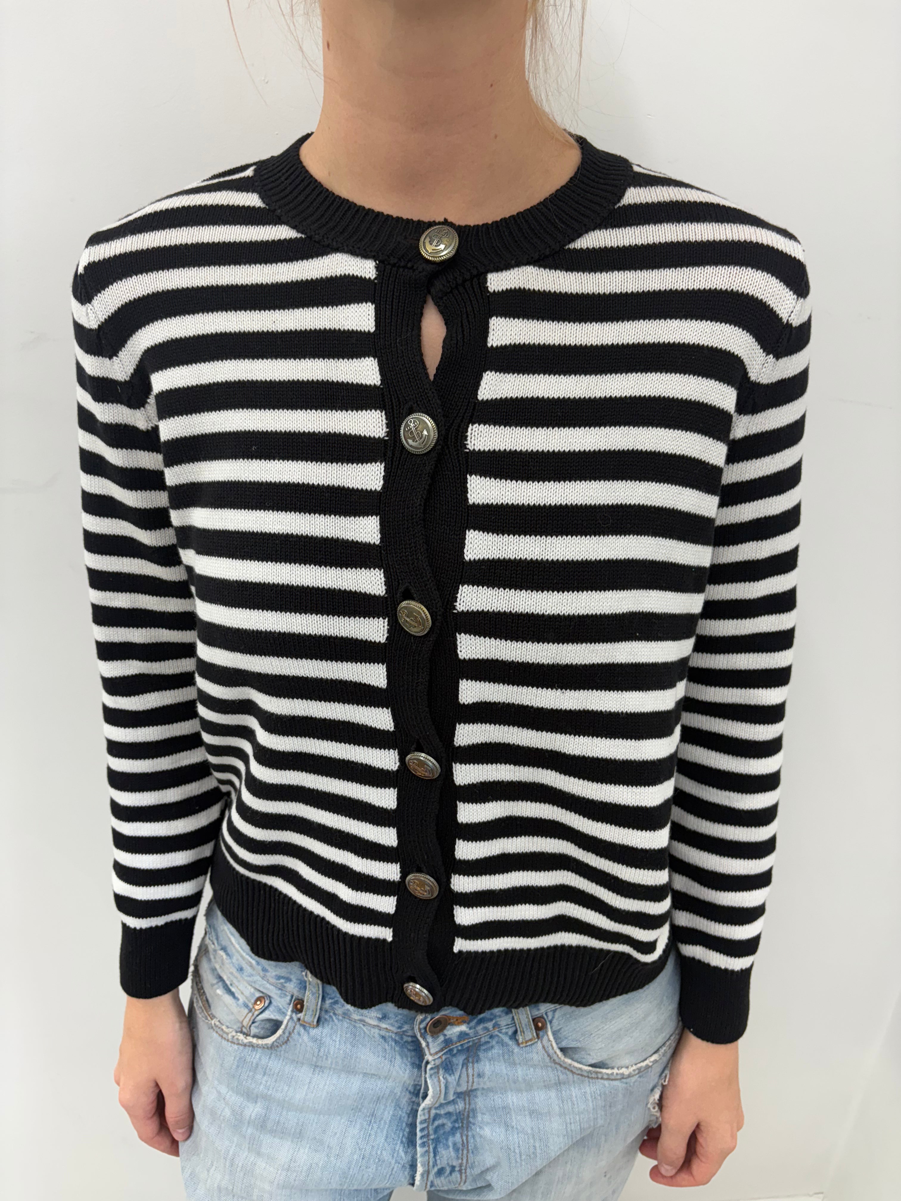 Classic Striped Knit Cardigan