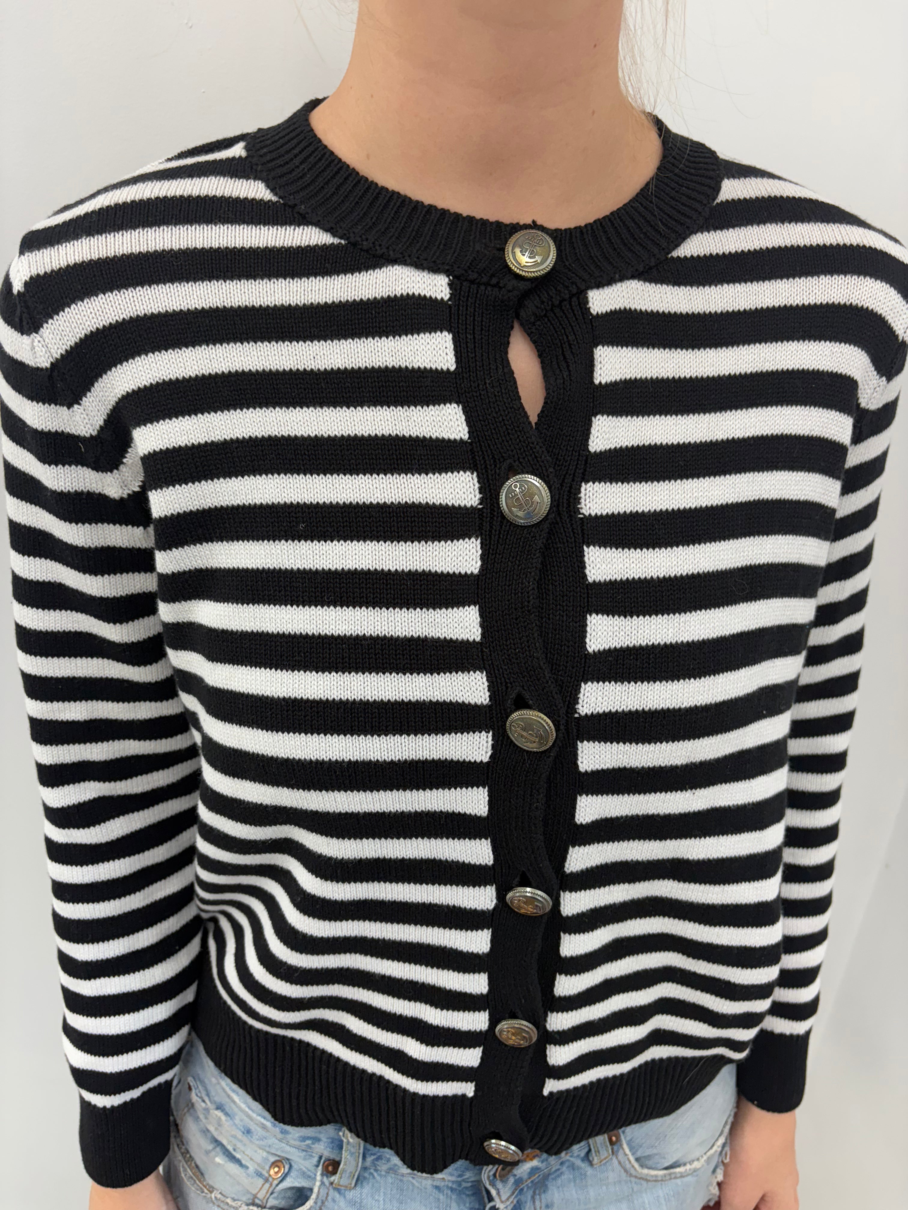 Classic Striped Knit Cardigan
