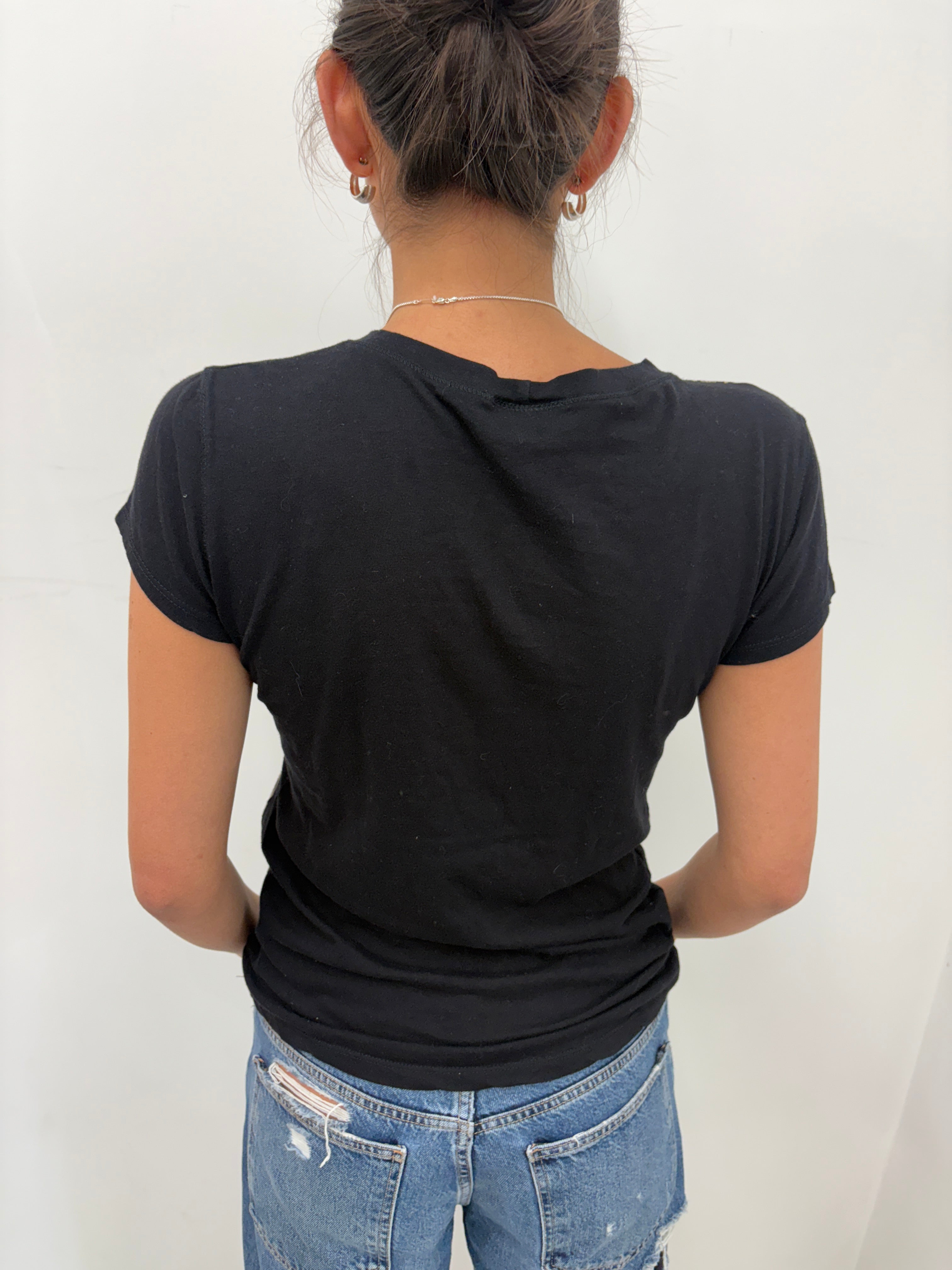 Black Butterfly and Floral Print T-Shirt