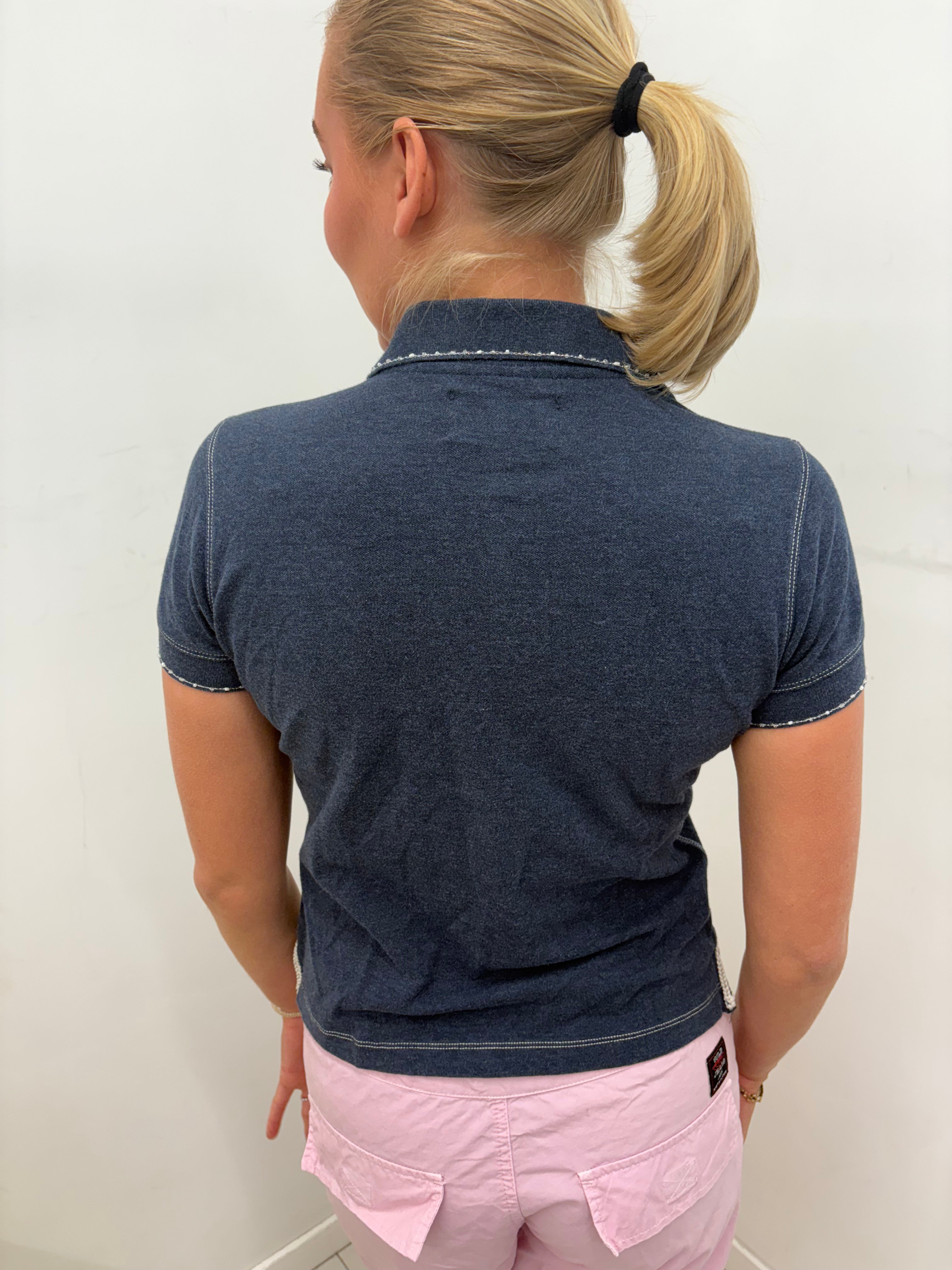 Ralph Lauren Navy Anchor Rhinestone Polo Shirt