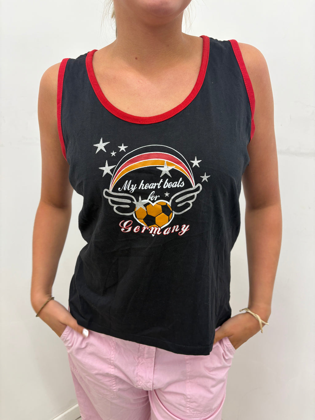 Vintage Black "My Heart Beats For Germany" Tank Top