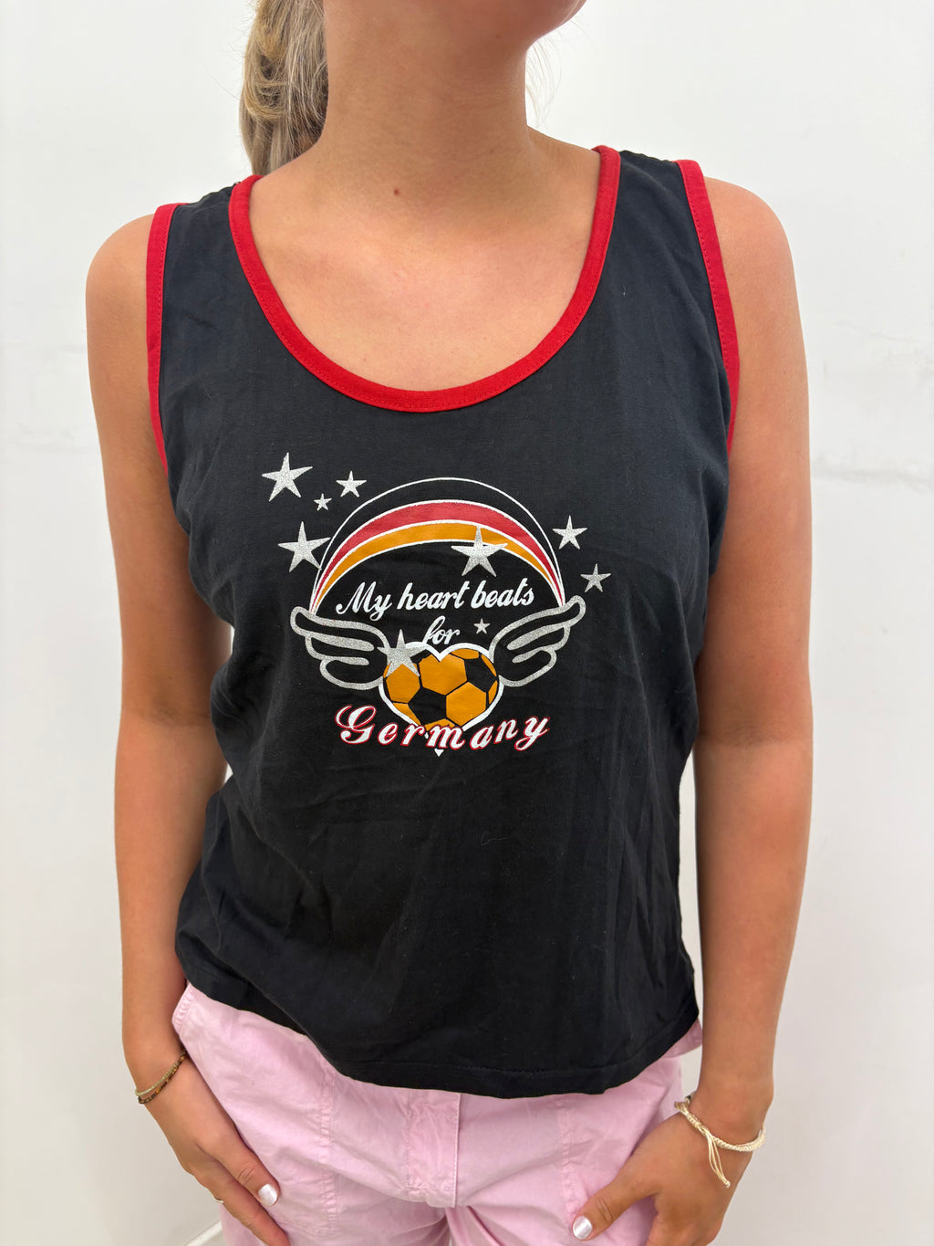Vintage Black "My Heart Beats For Germany" Tank Top