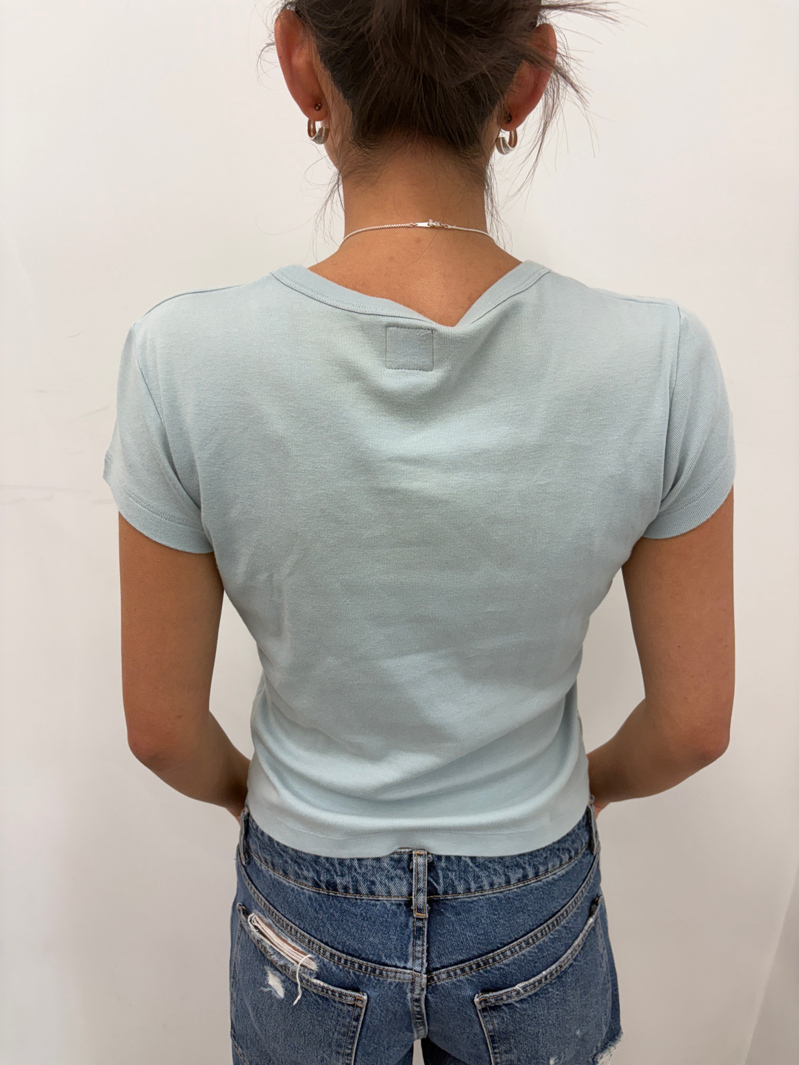 Miss Sixty Light Blue Graffiti Doodle Print T-Shirt