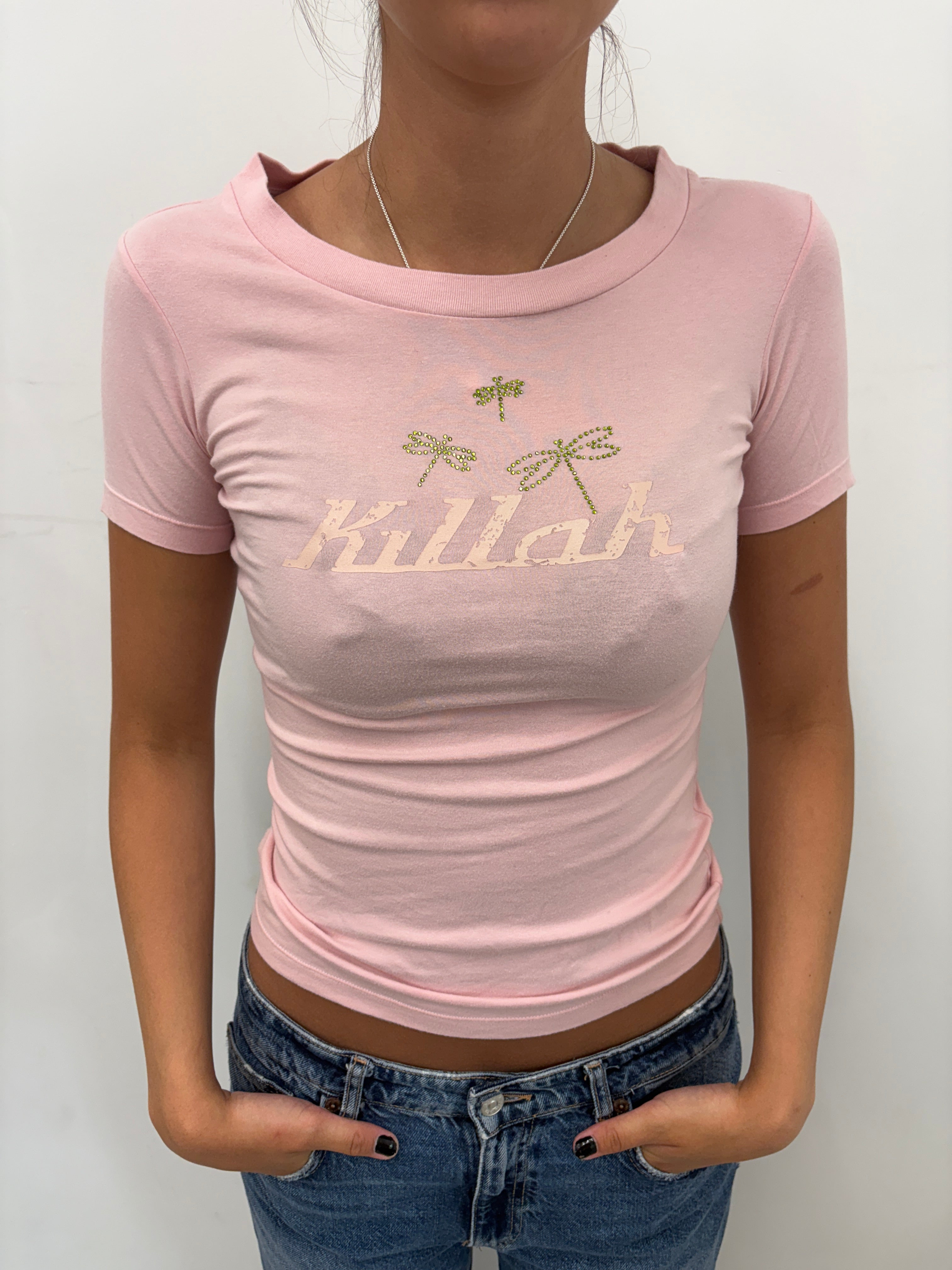 Pink Killah Logo T-Shirt with Lace-Up Back