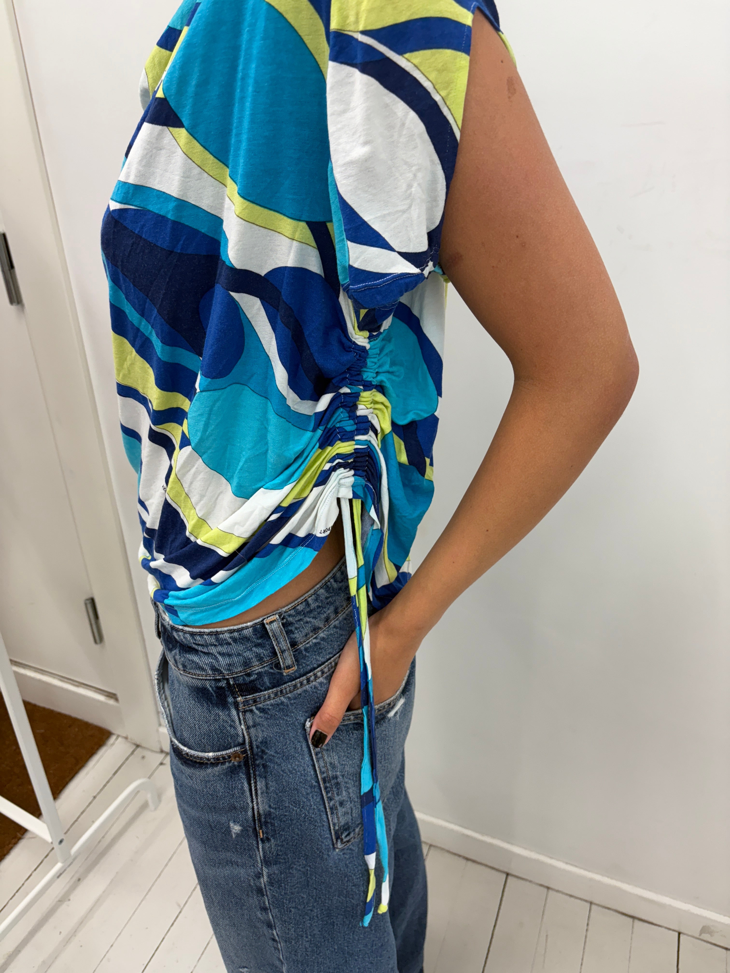 Blue Swirl Print Versace Sport Top