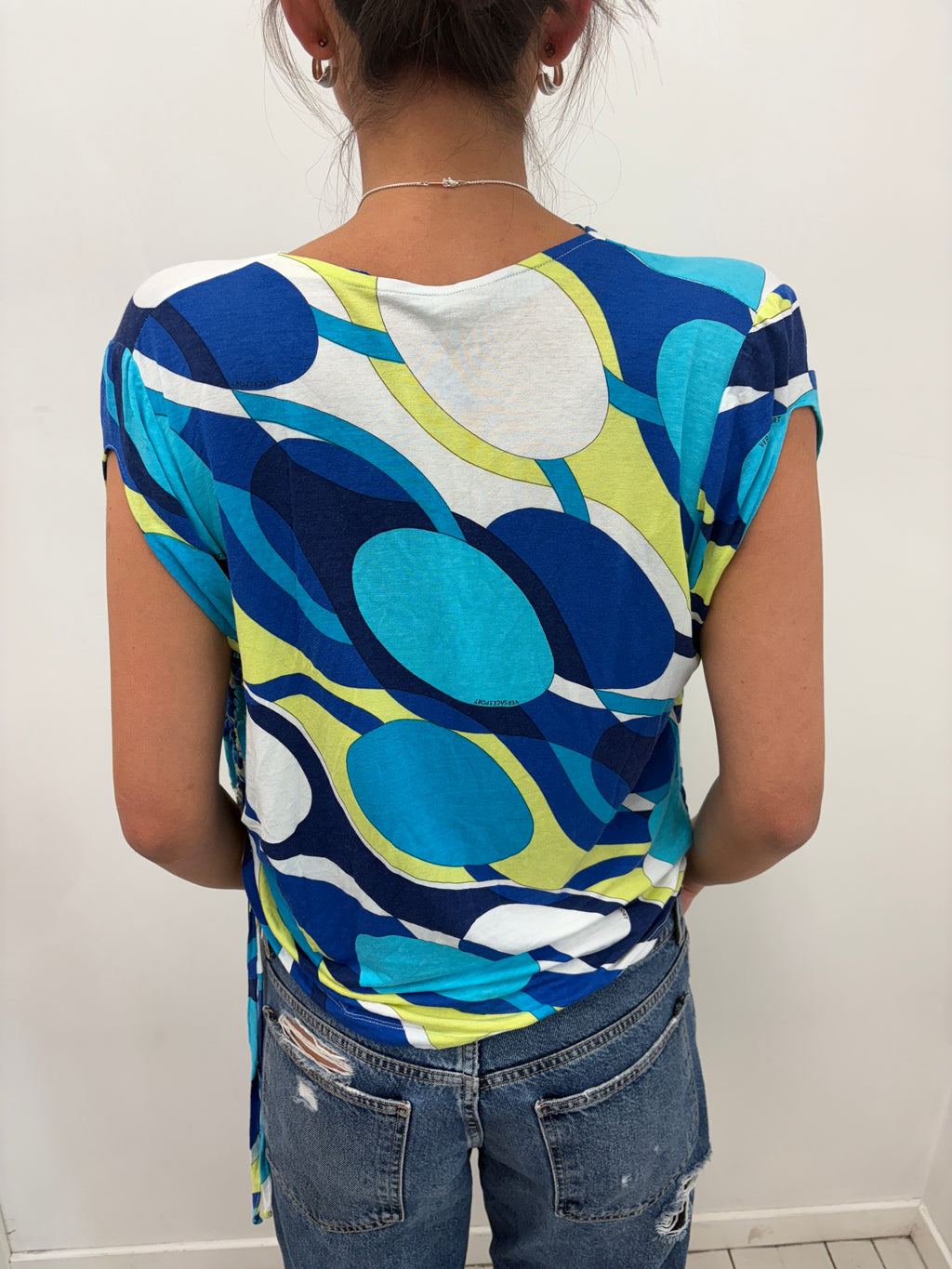 Blue Swirl Print Versace Sport Top