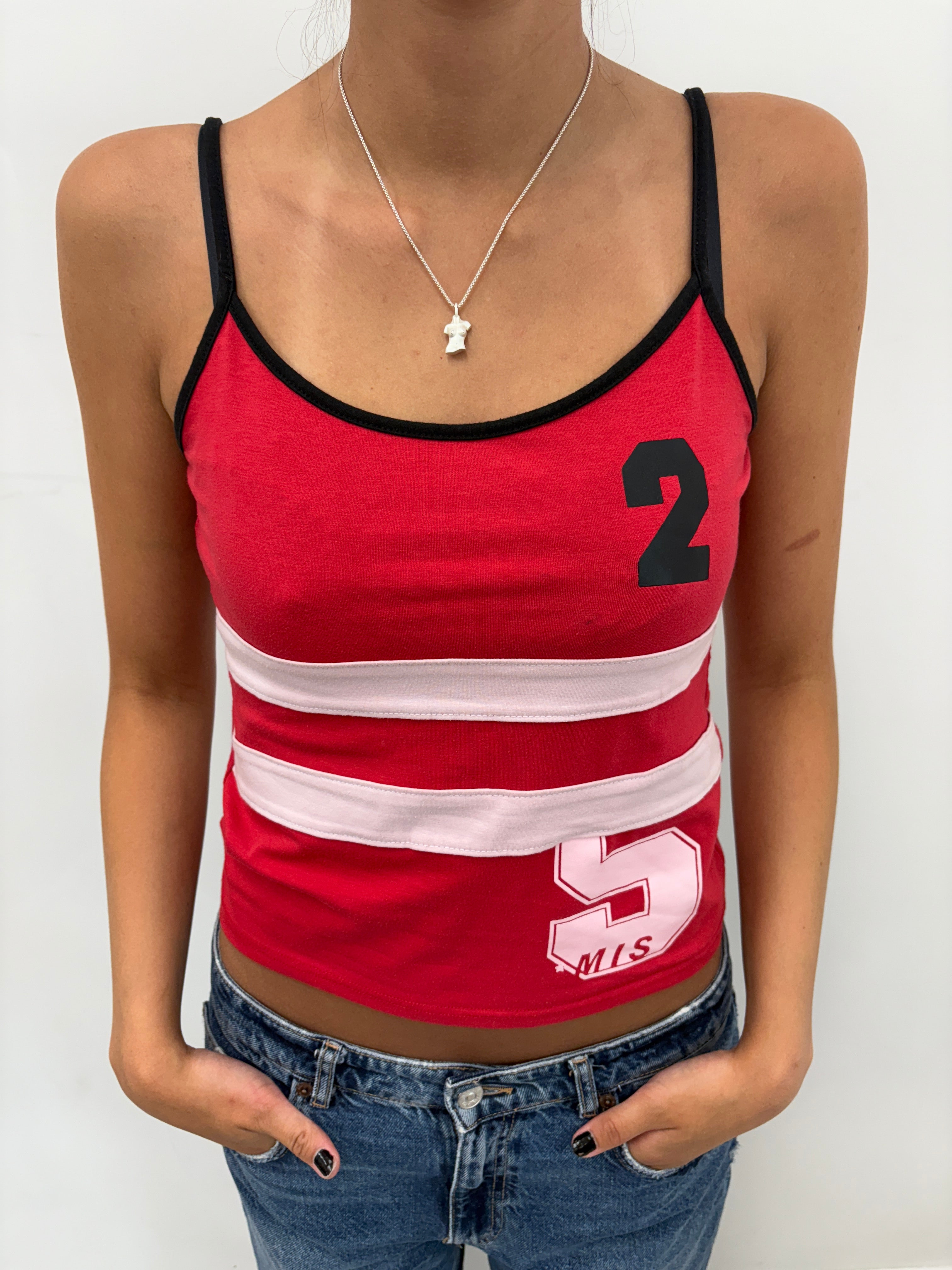 Red and Pink Sporty Number Cami