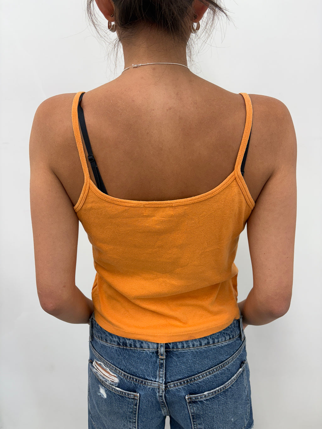 Orange Ribbed Cami with Scoop Neckline
