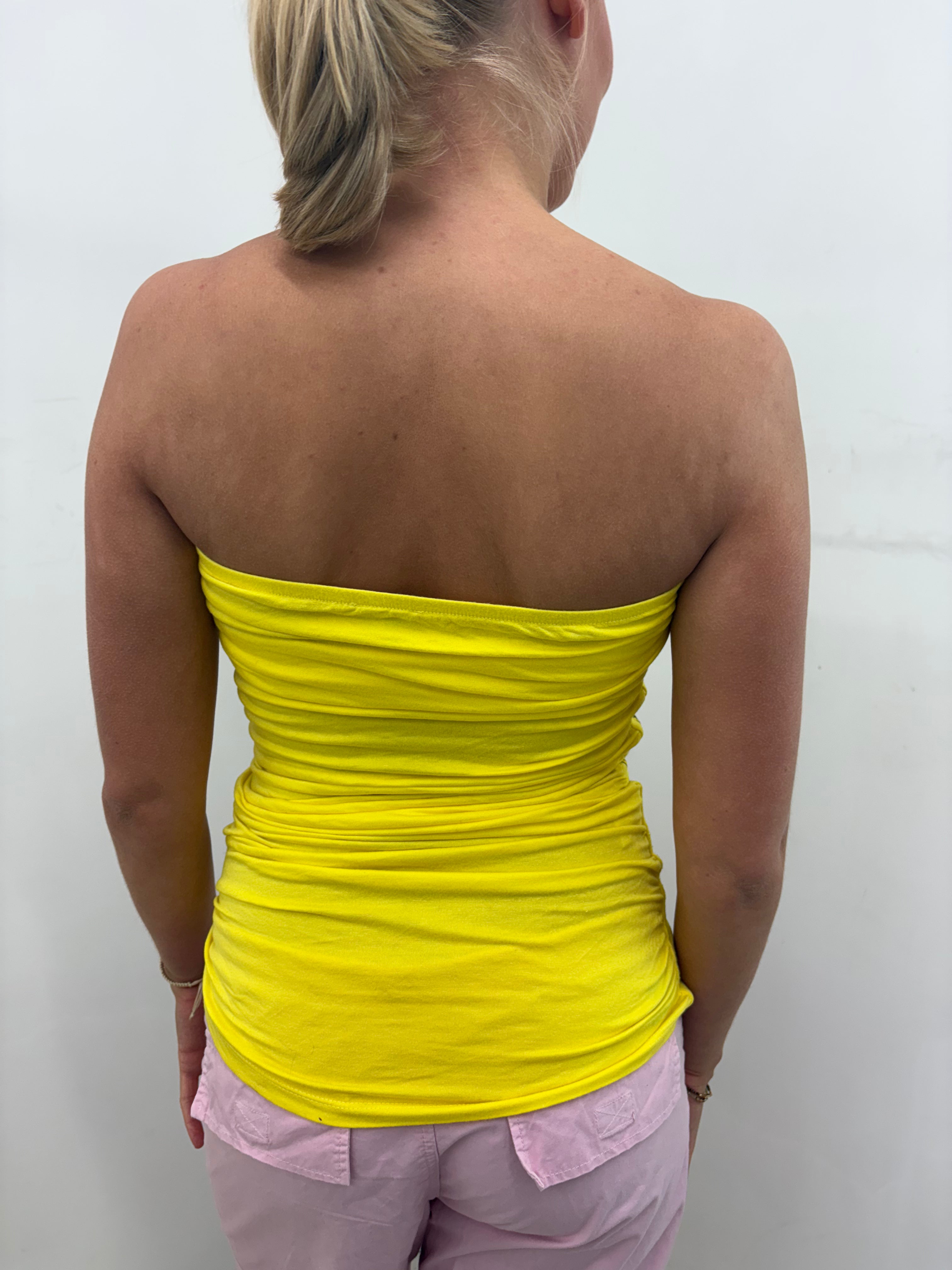 Denny Rose Yellow Pop Art Graphic Bandeau Top
