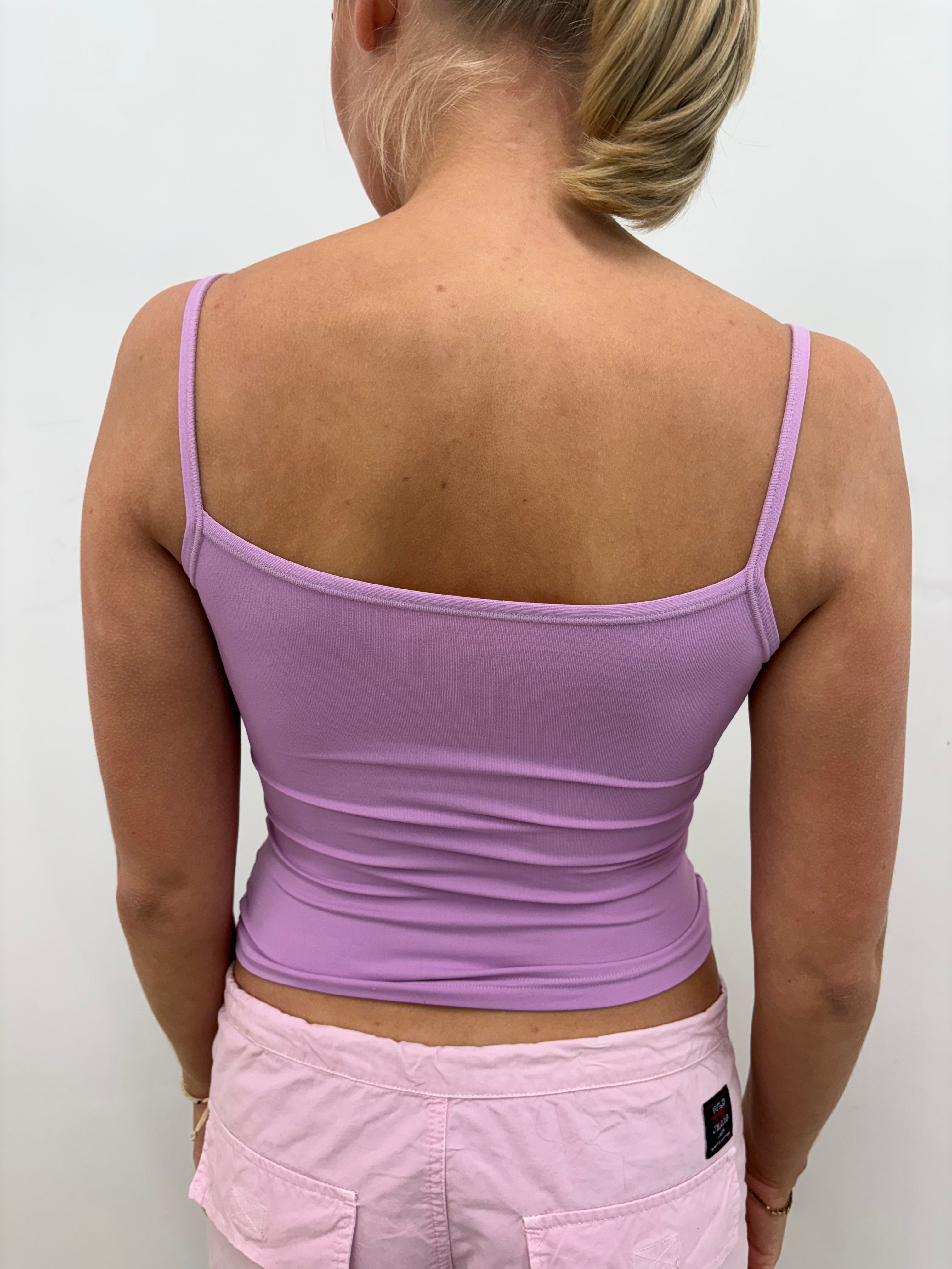 Pink Smooth Stretch Spaghetti Strap Crop Top