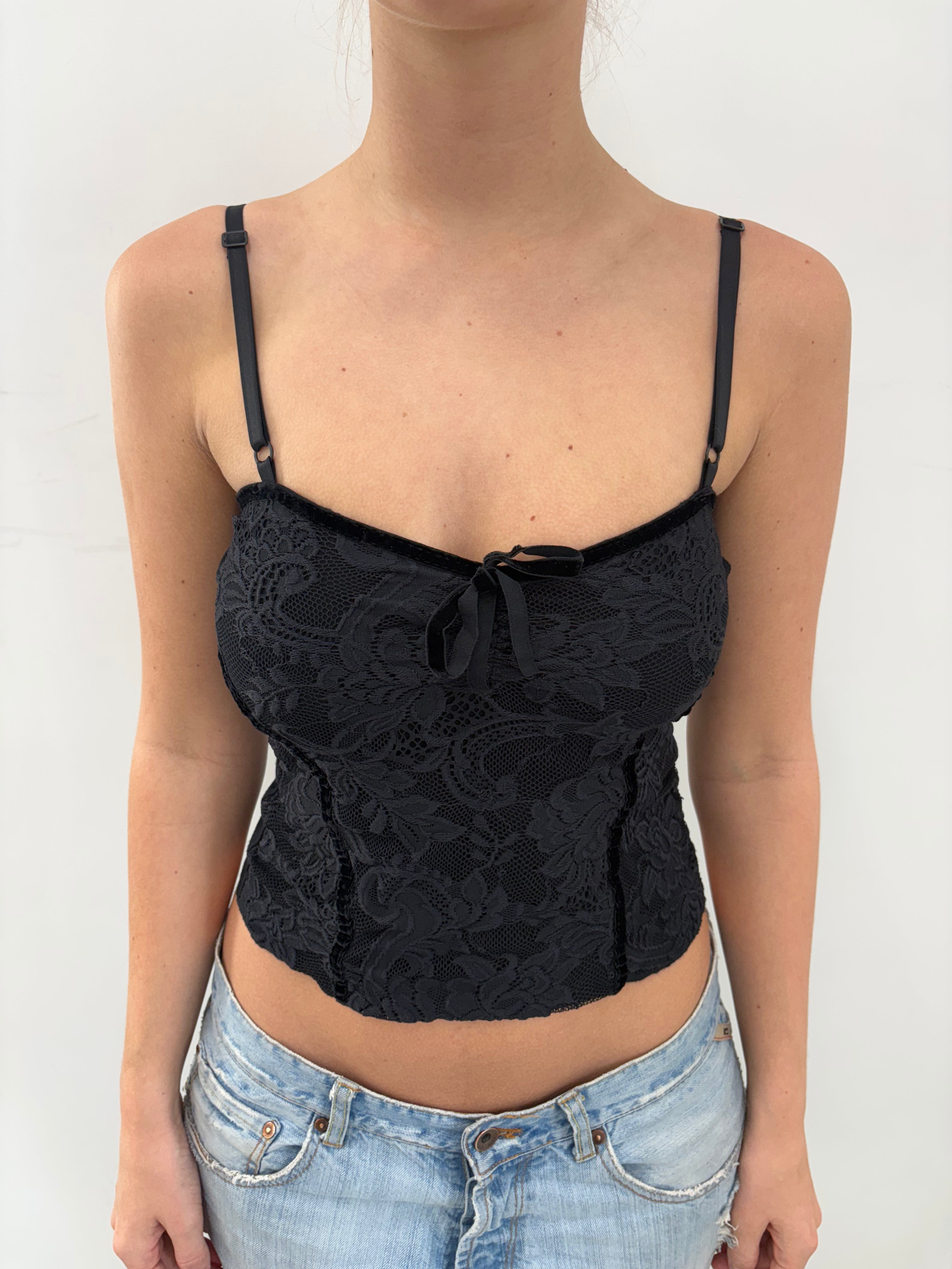Black Lace Strapless Corset Top
