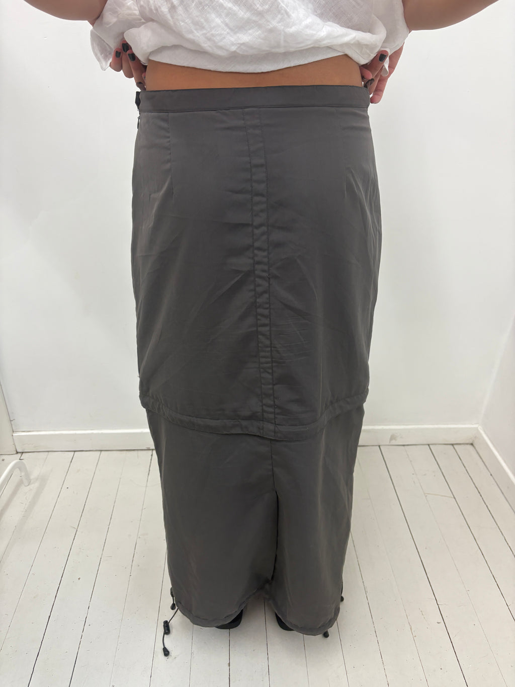 Brown Maxi Skirt Drawstring Waist Y2K