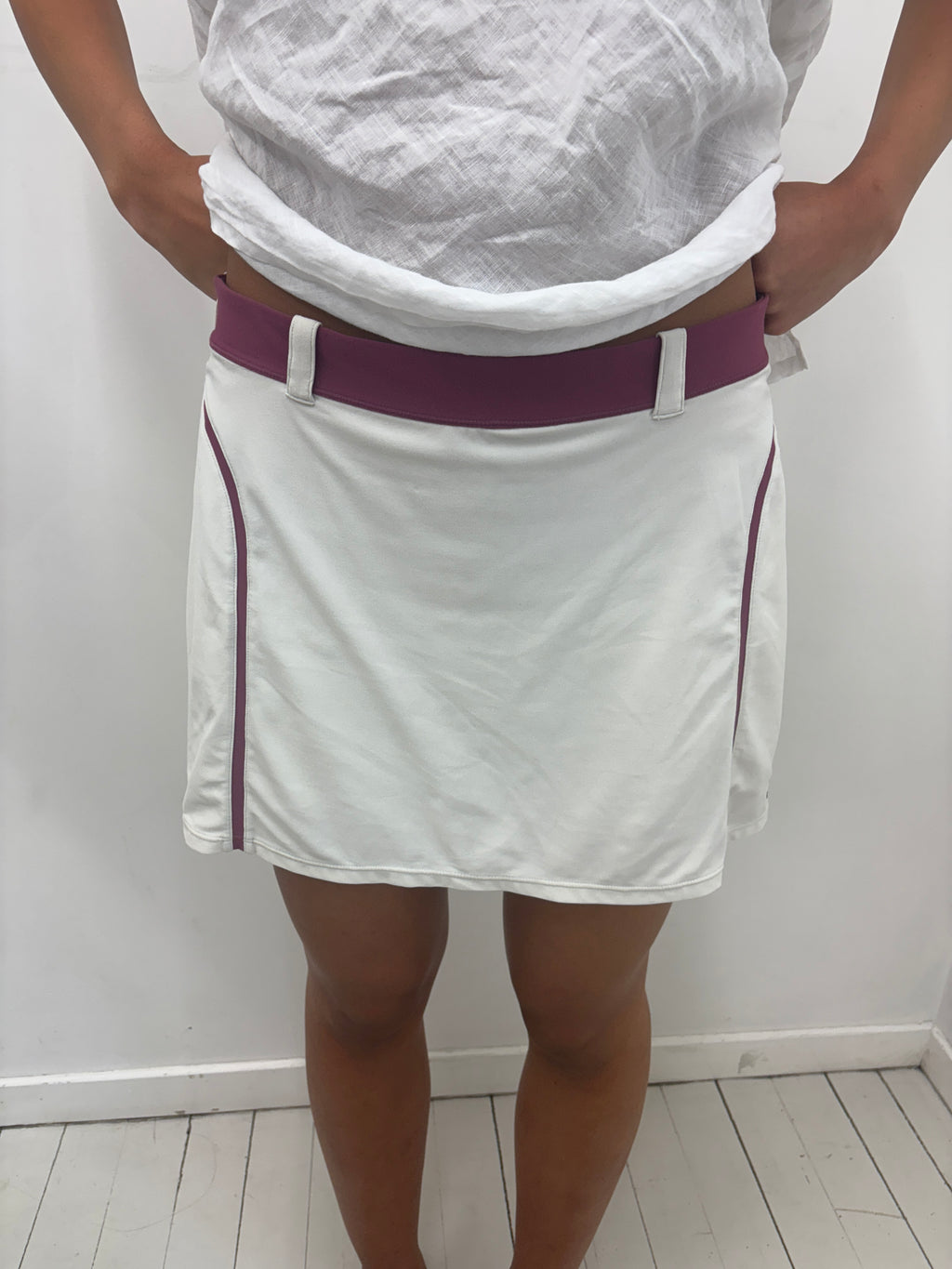 White Nike Tennis Skirt Purple Trim Y2K
