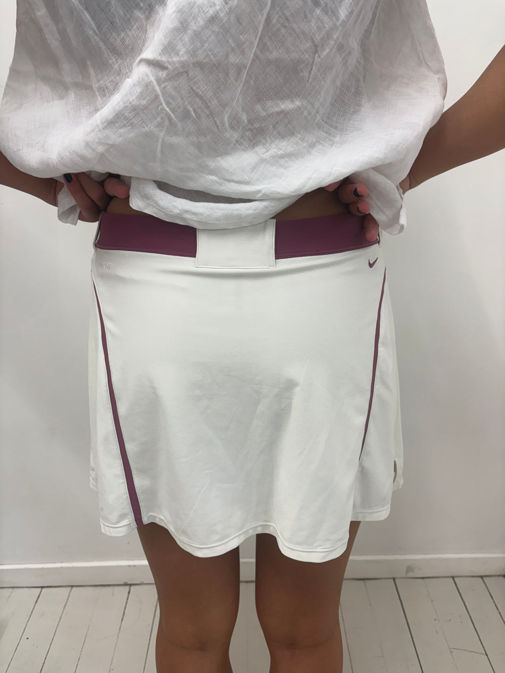 White Nike Tennis Skirt Purple Trim Y2K