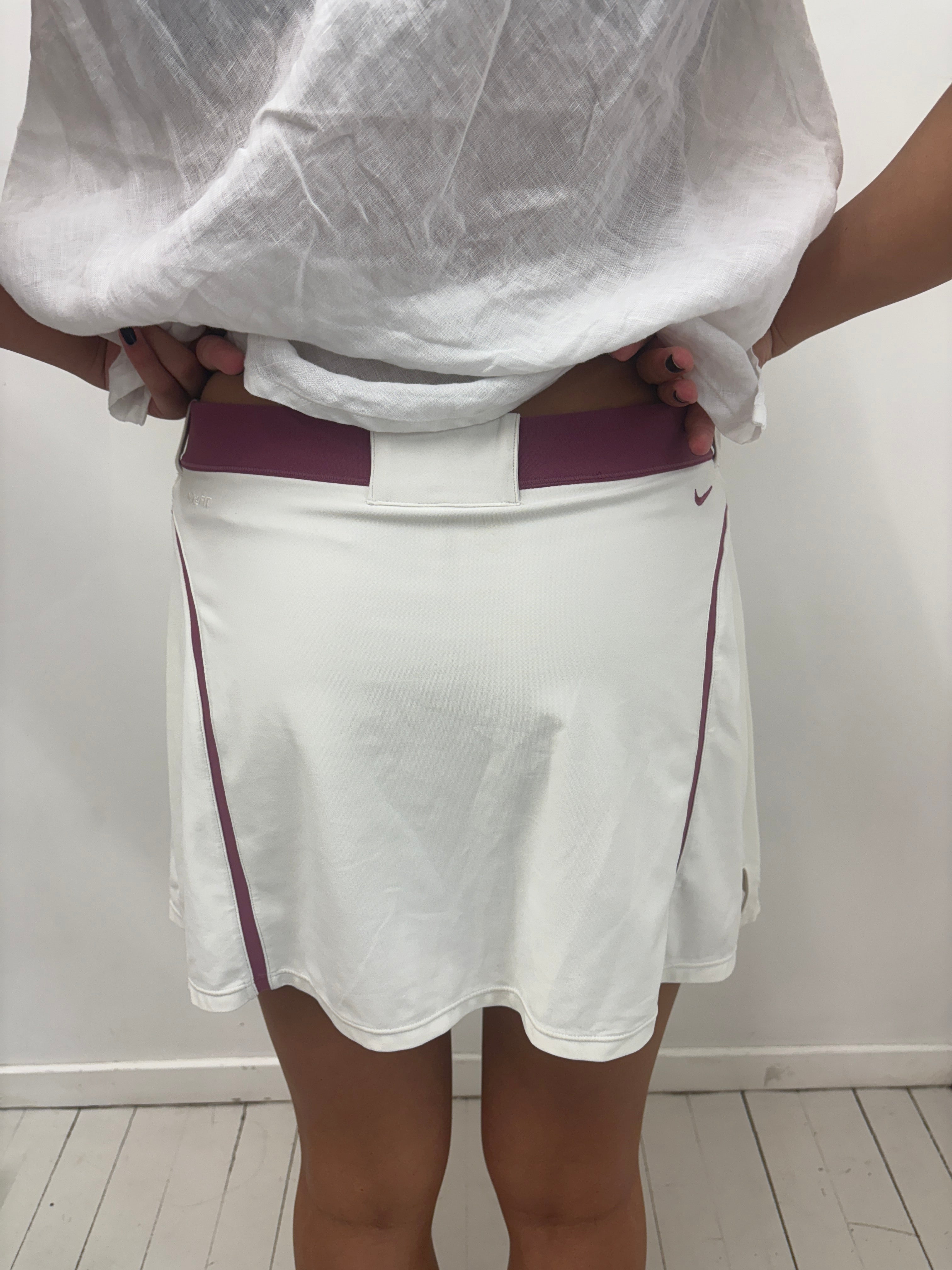 White Nike Tennis Skirt Purple Trim Y2K