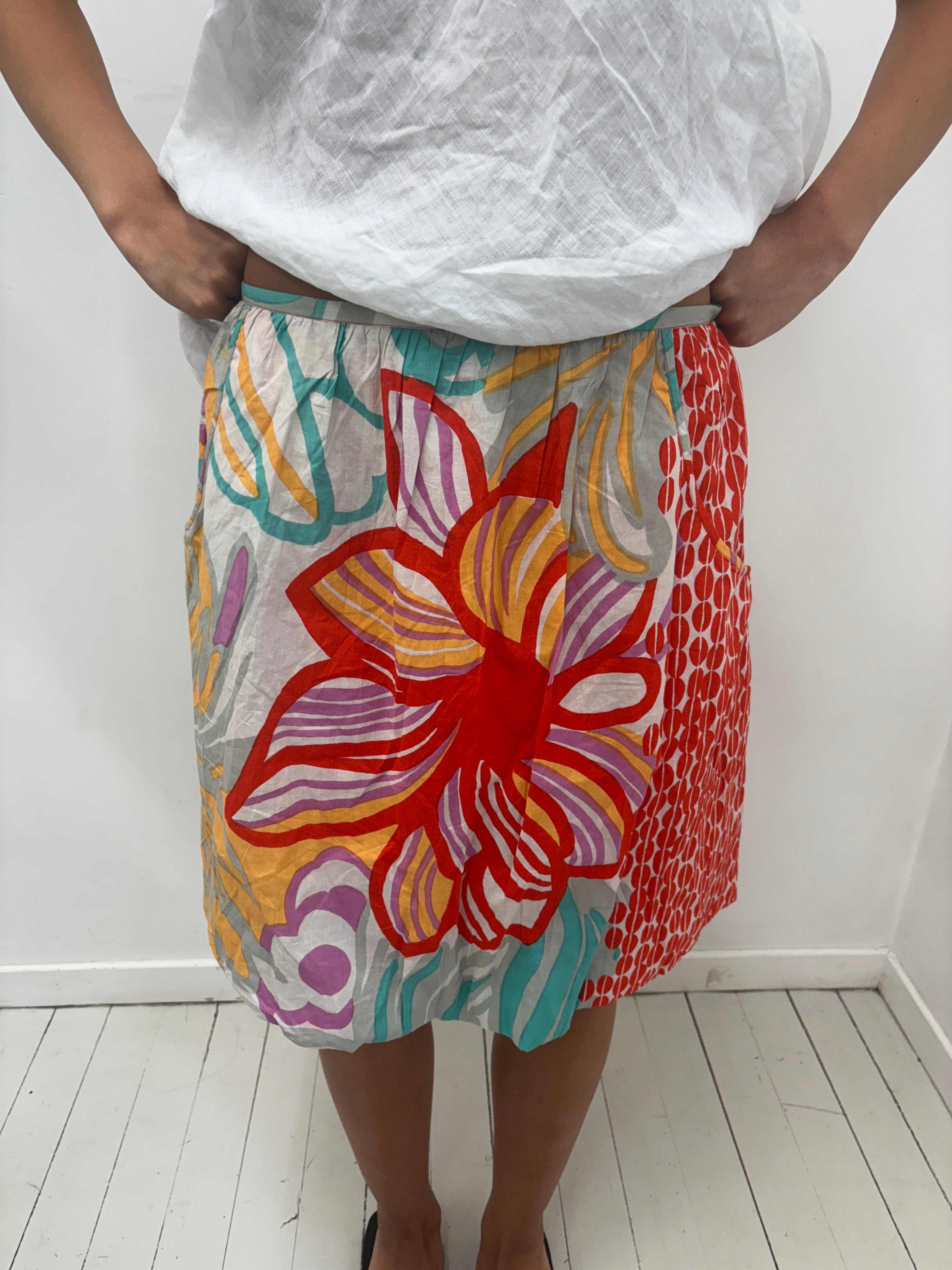 Colorful Floral Print Midi Skirt Y2K