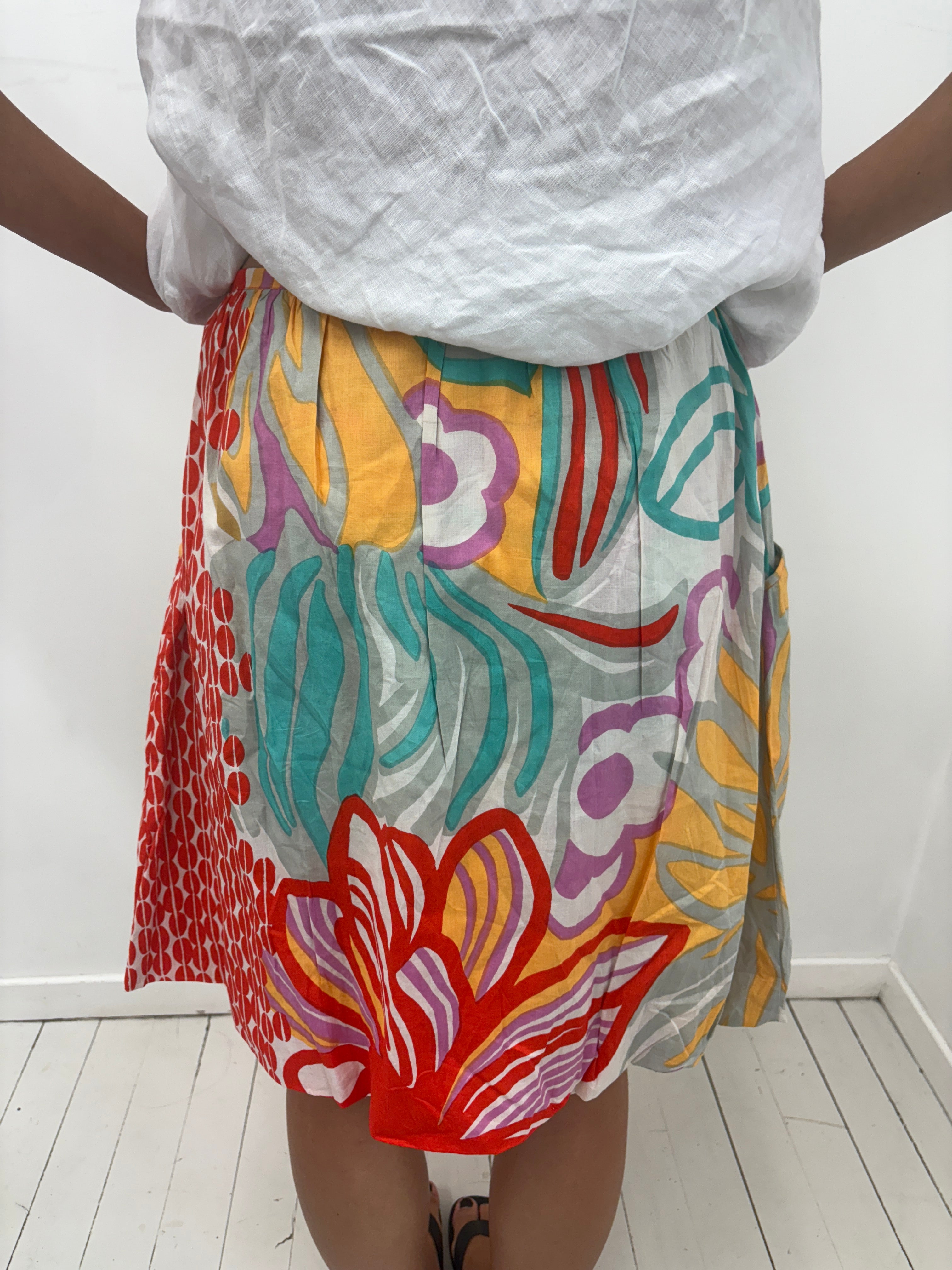 Colorful Floral Print Midi Skirt Y2K