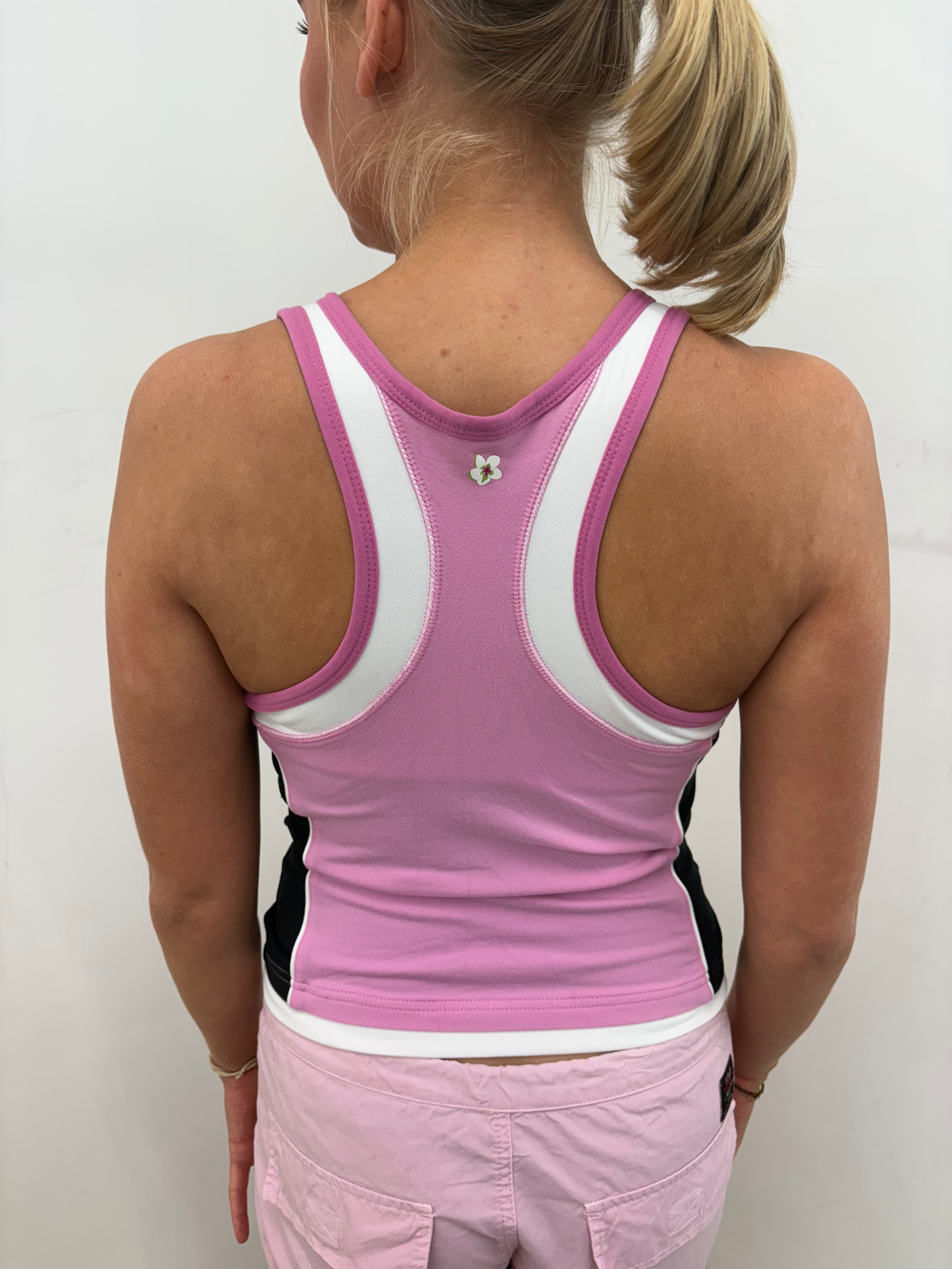 Pink & White Colourblock Racerback Sports Cami