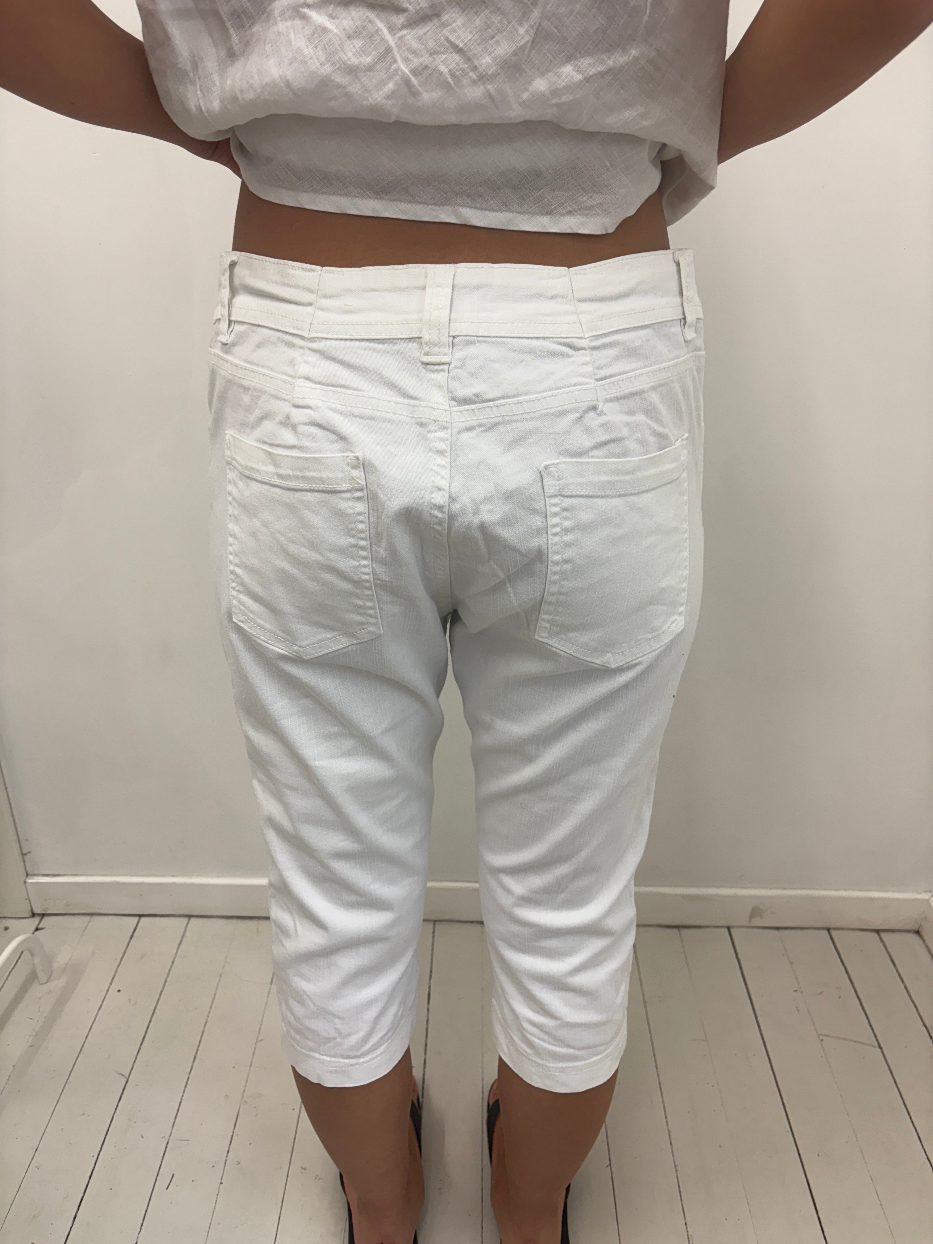 White Capri Cropped Jeans Y2K