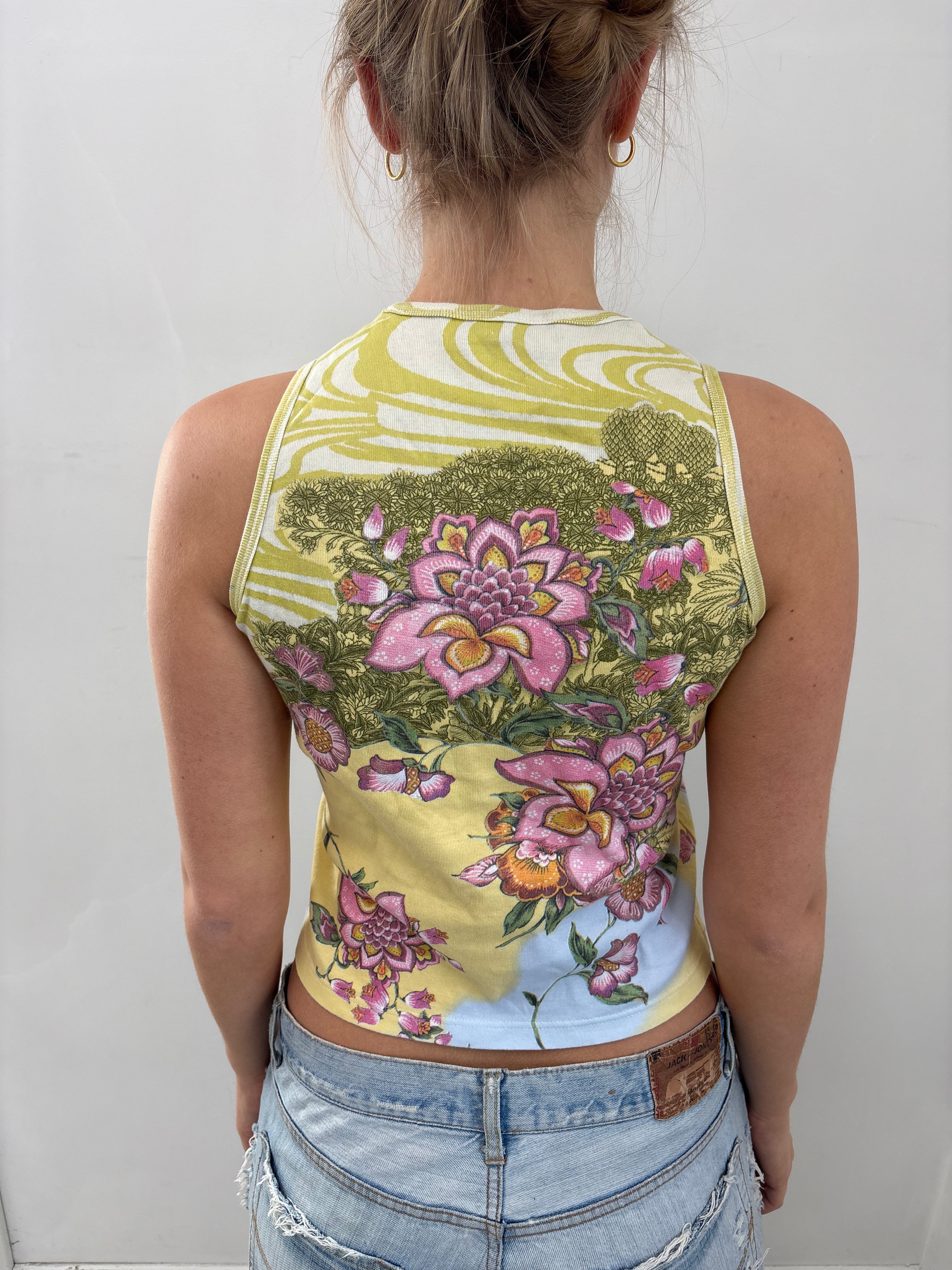 Graphic Floral Fairy Print Tank Top