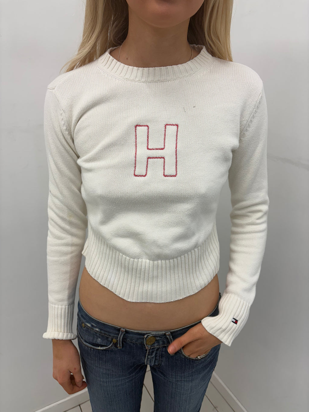 Y2K Tommy Hilfiger White Knit Sweater