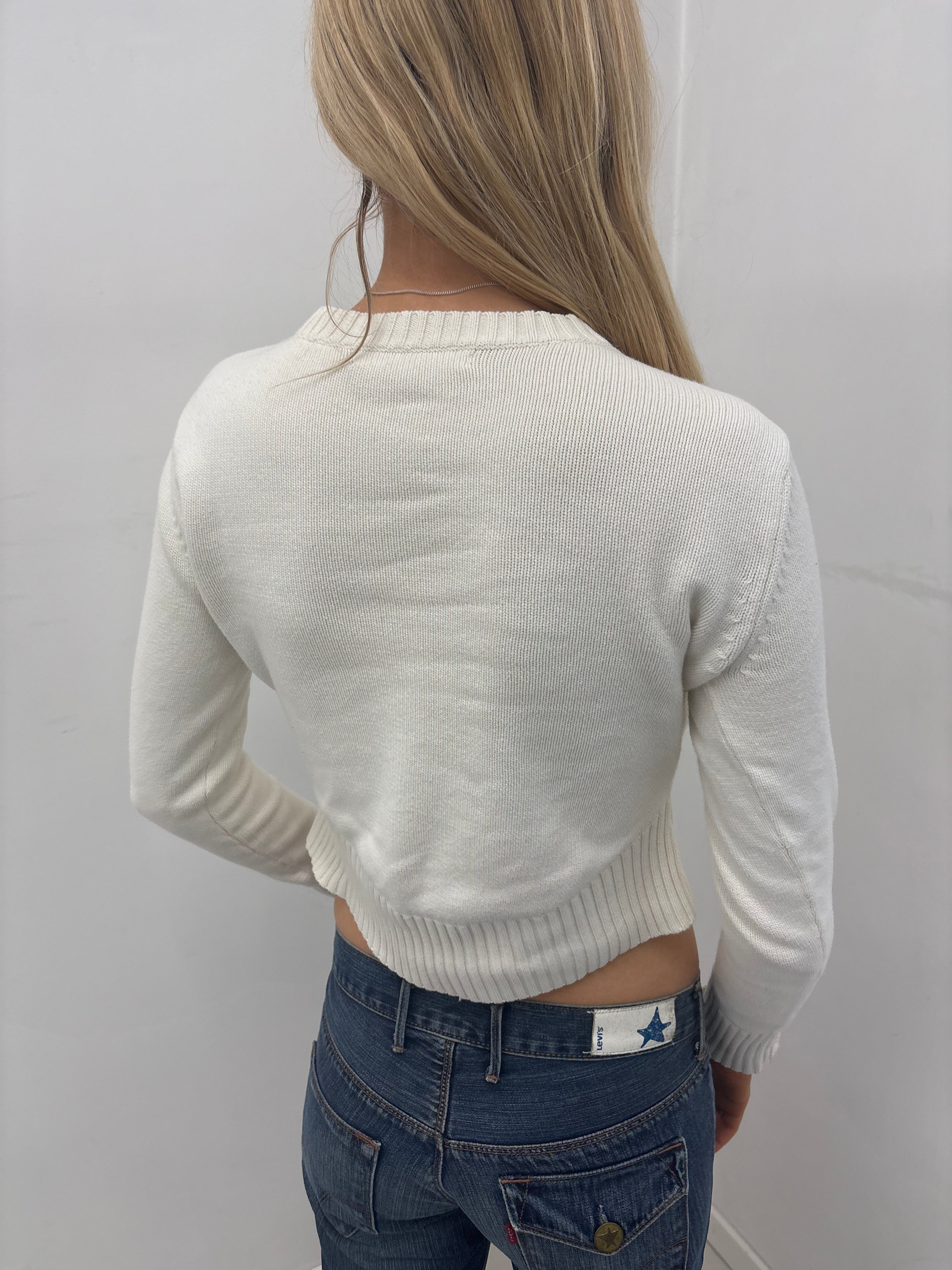 Y2K Tommy Hilfiger White Knit Sweater