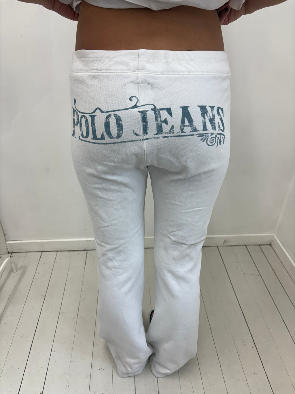 Polo Jeans White Sweatpants Logo Y2K