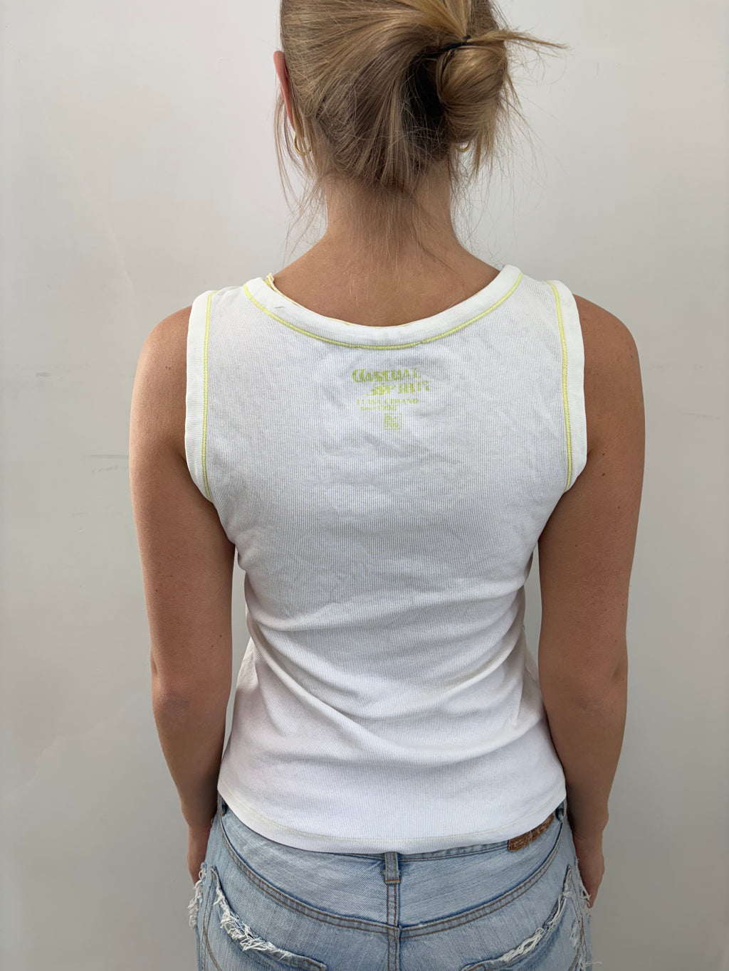 White Floral Appliqué Tank Top