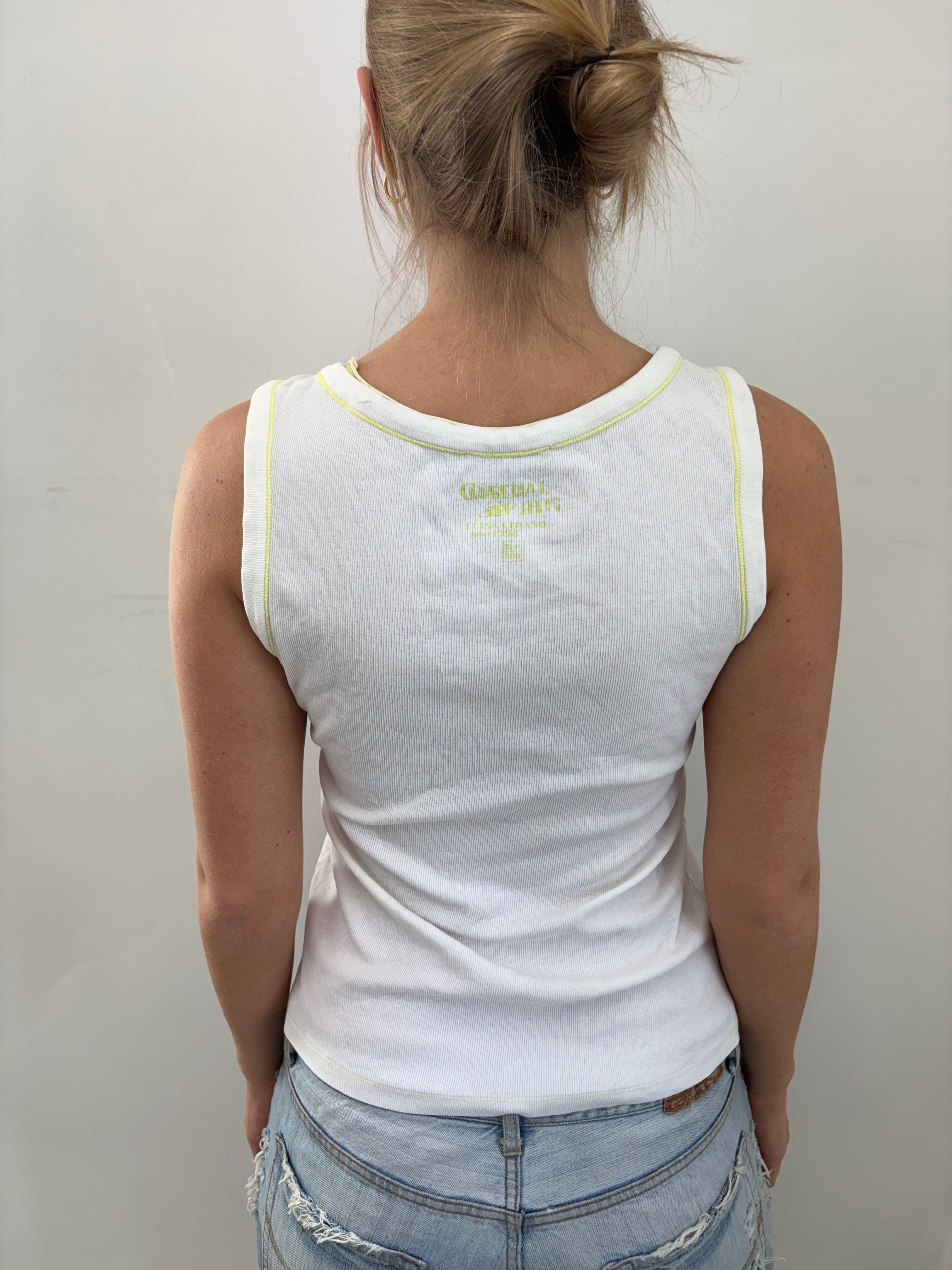 White Floral Appliqué Tank Top