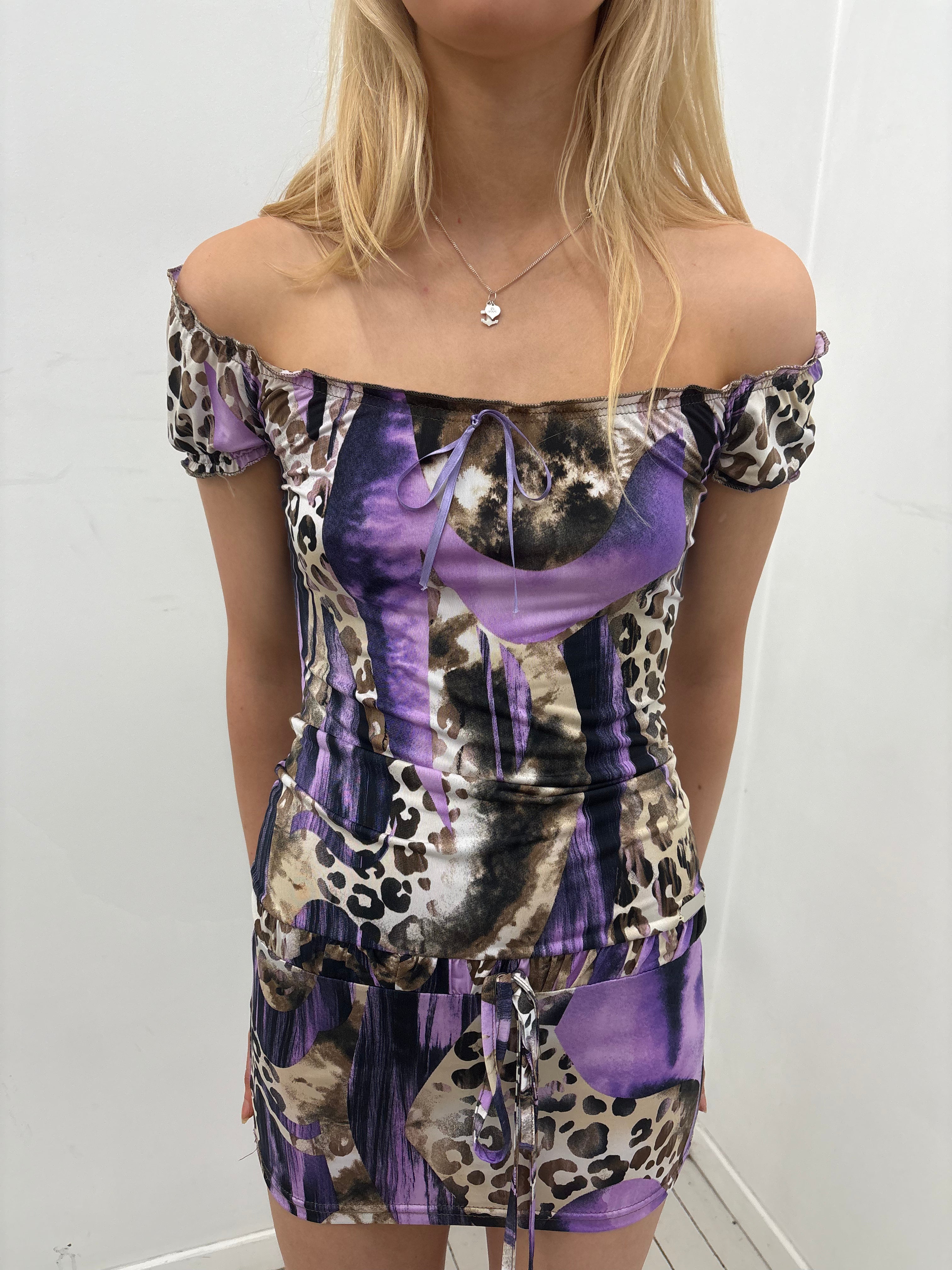 Purple Animal Print Y2K Dress