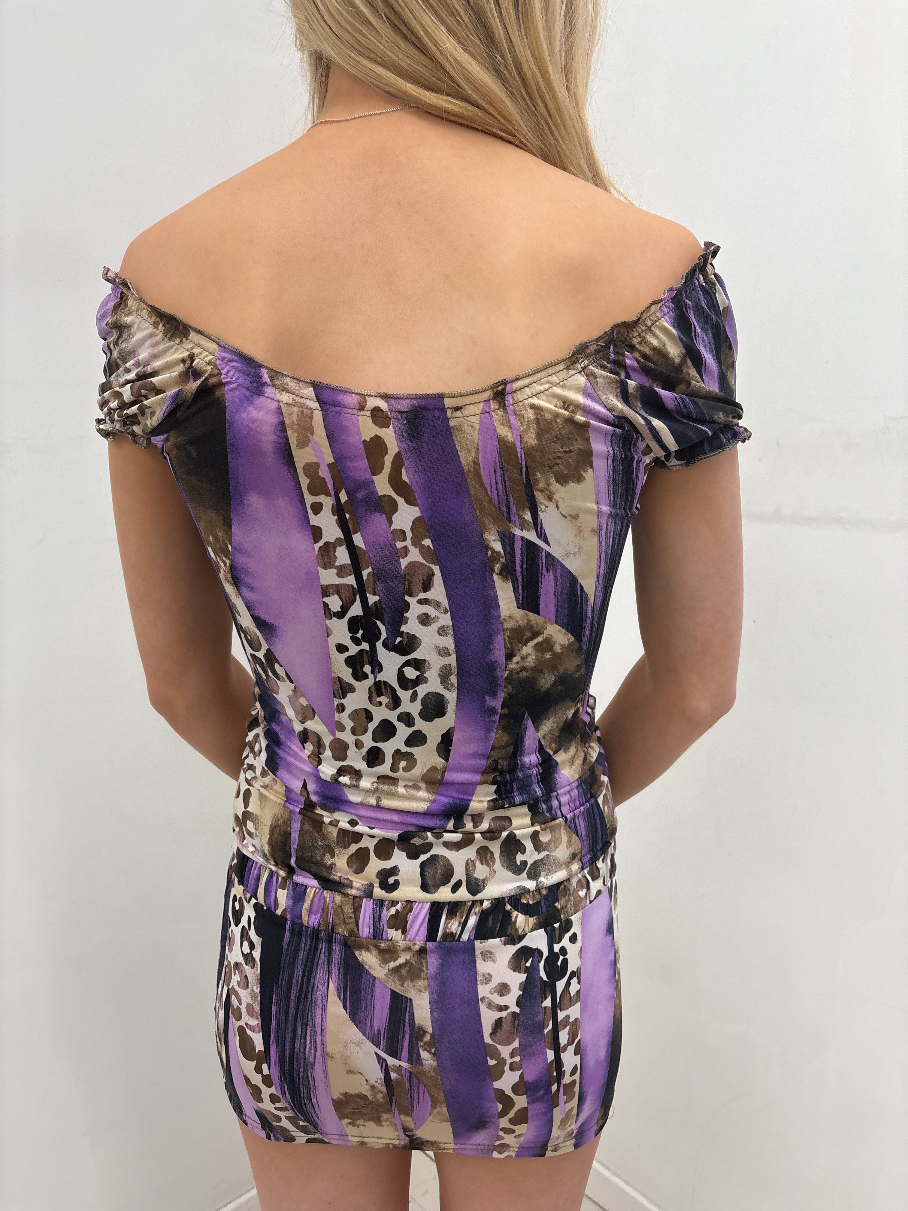 Purple Animal Print Y2K Dress