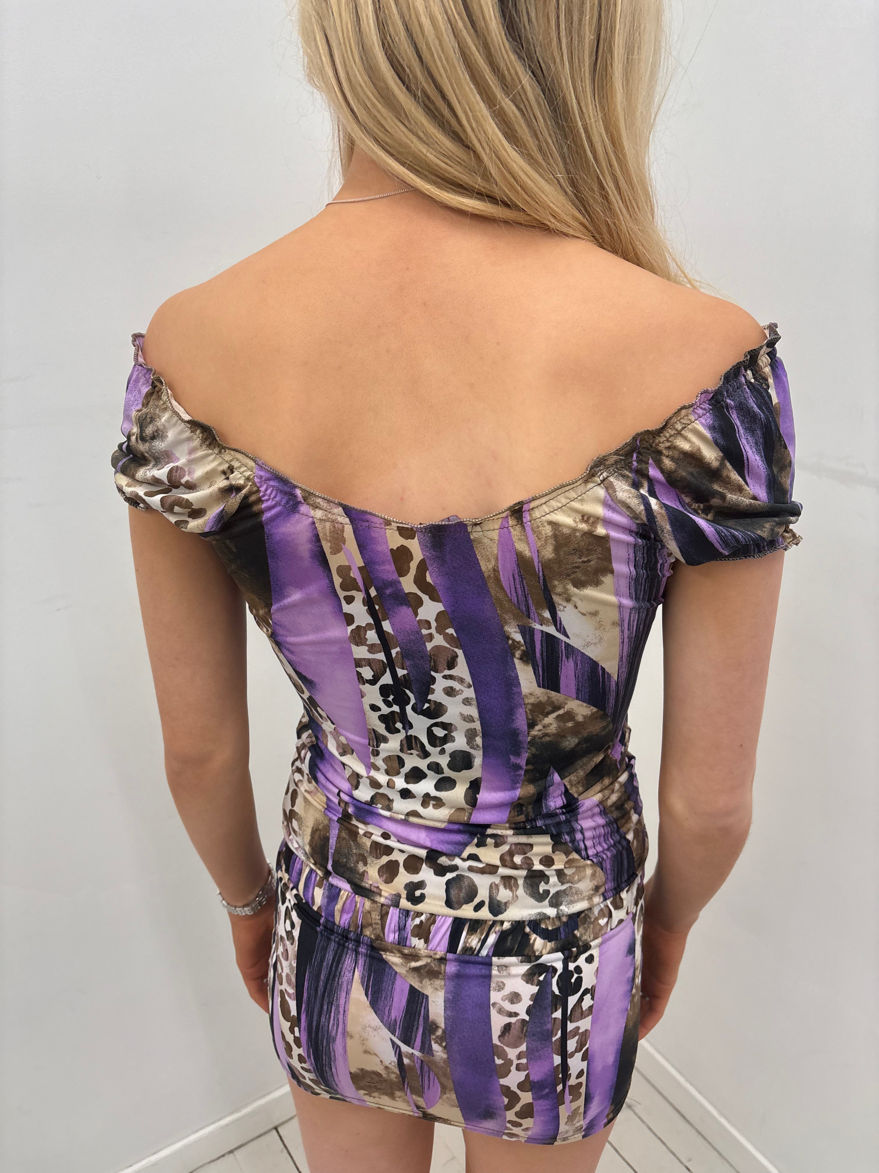 Purple Animal Print Y2K Dress
