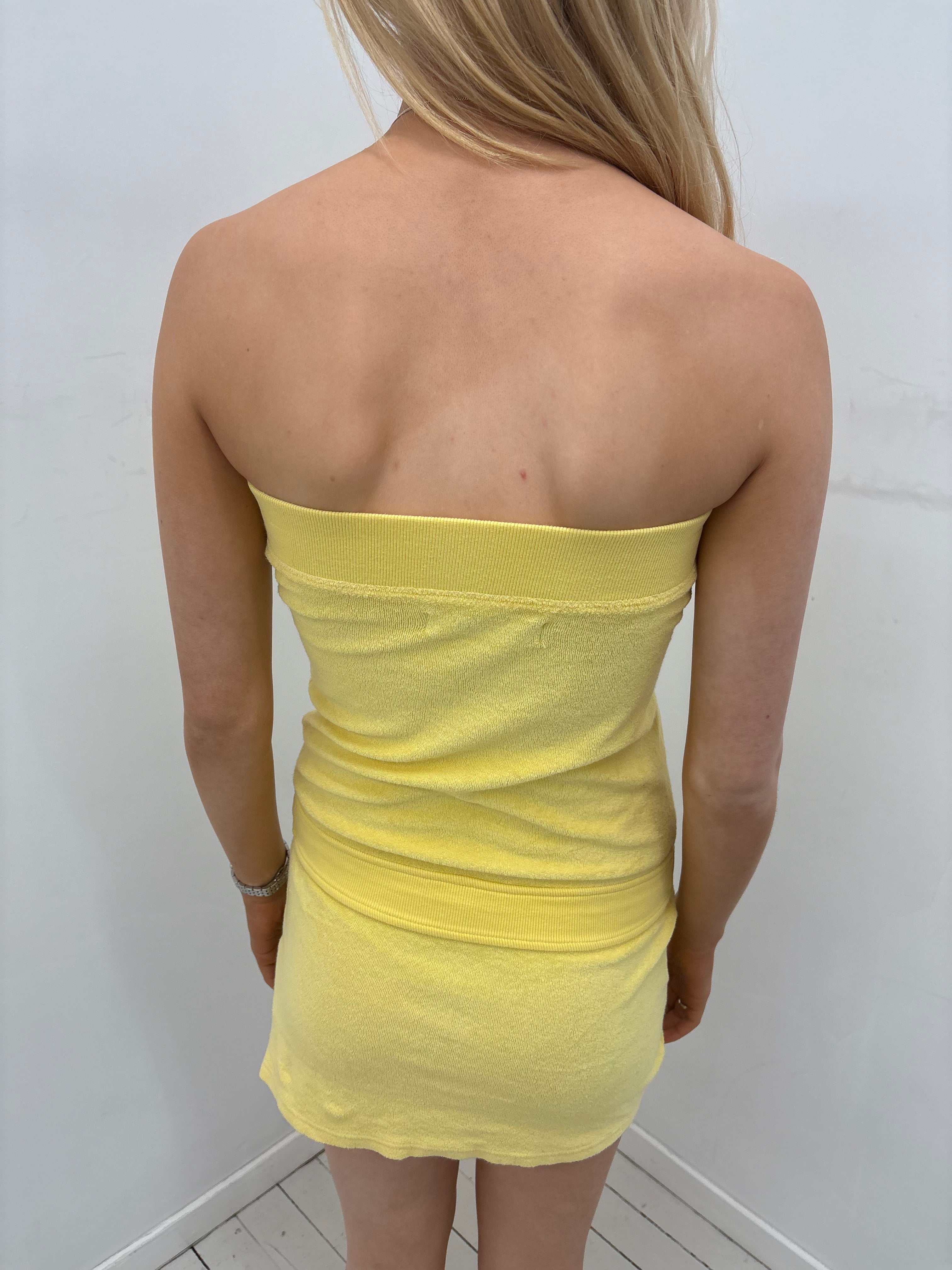 Yellow Terry Cloth Y2K Mini Dress