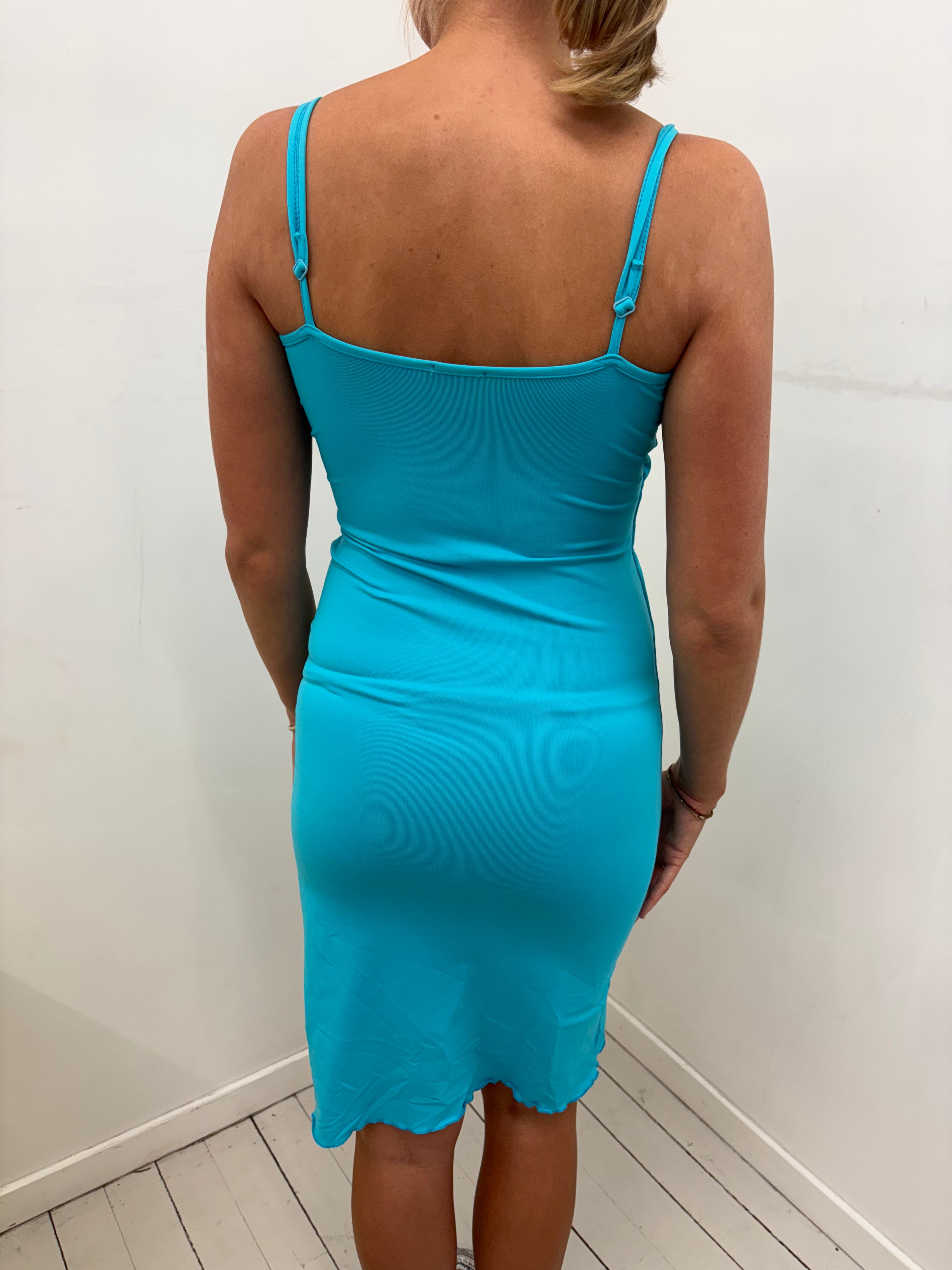 Turquoise Wrap-Front Ruched Mini Dress