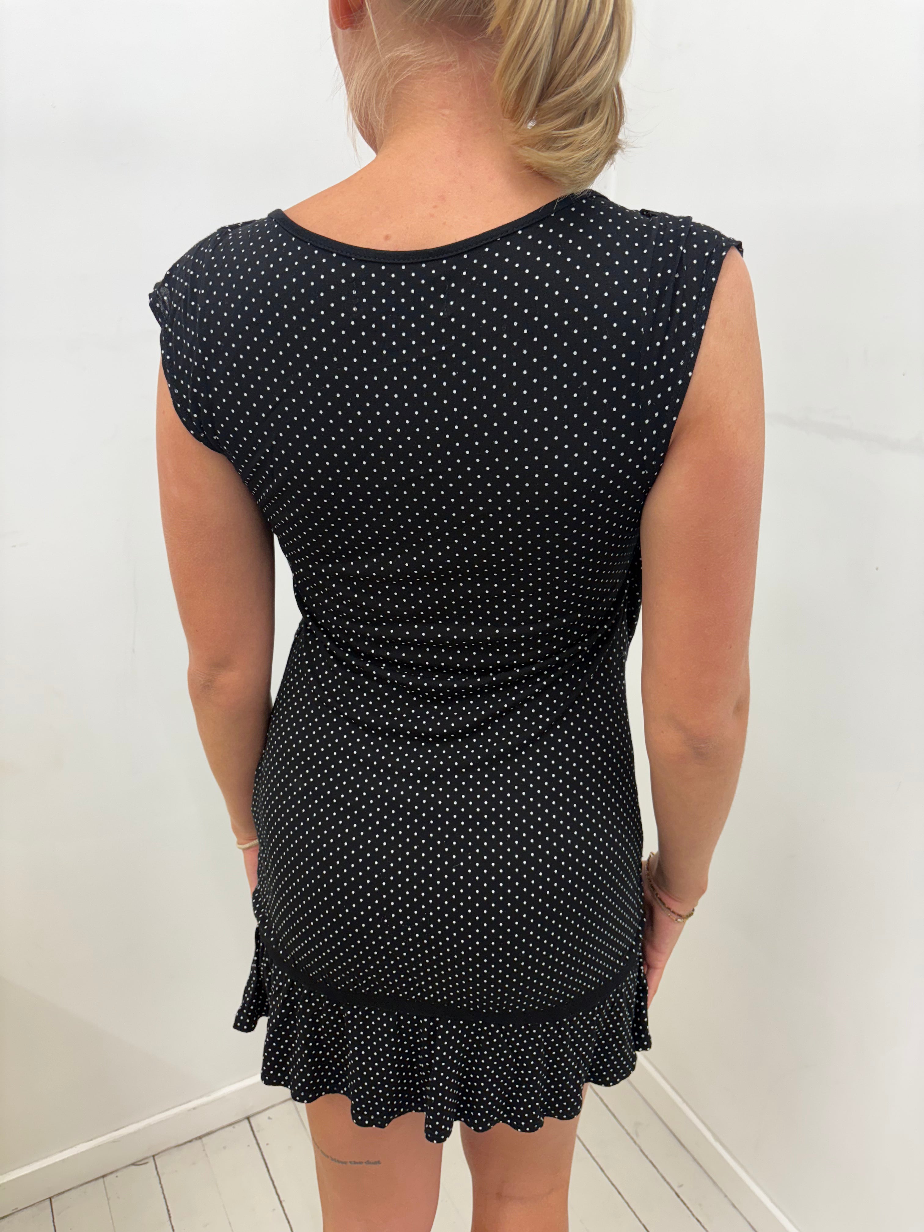 Black & White Polka Dot Mini Dress With Built-In Top
