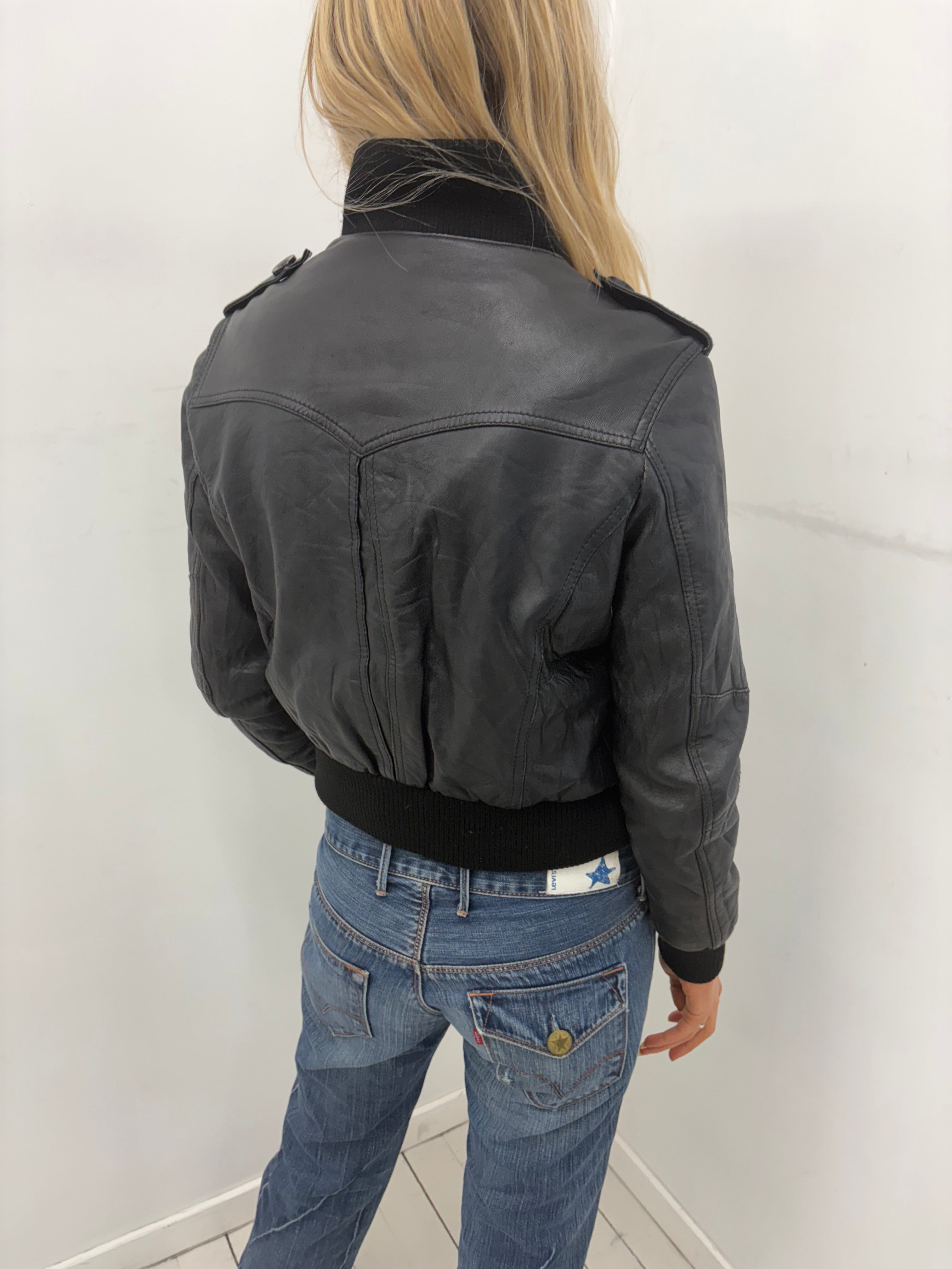 Black Leather Y2K Jacket