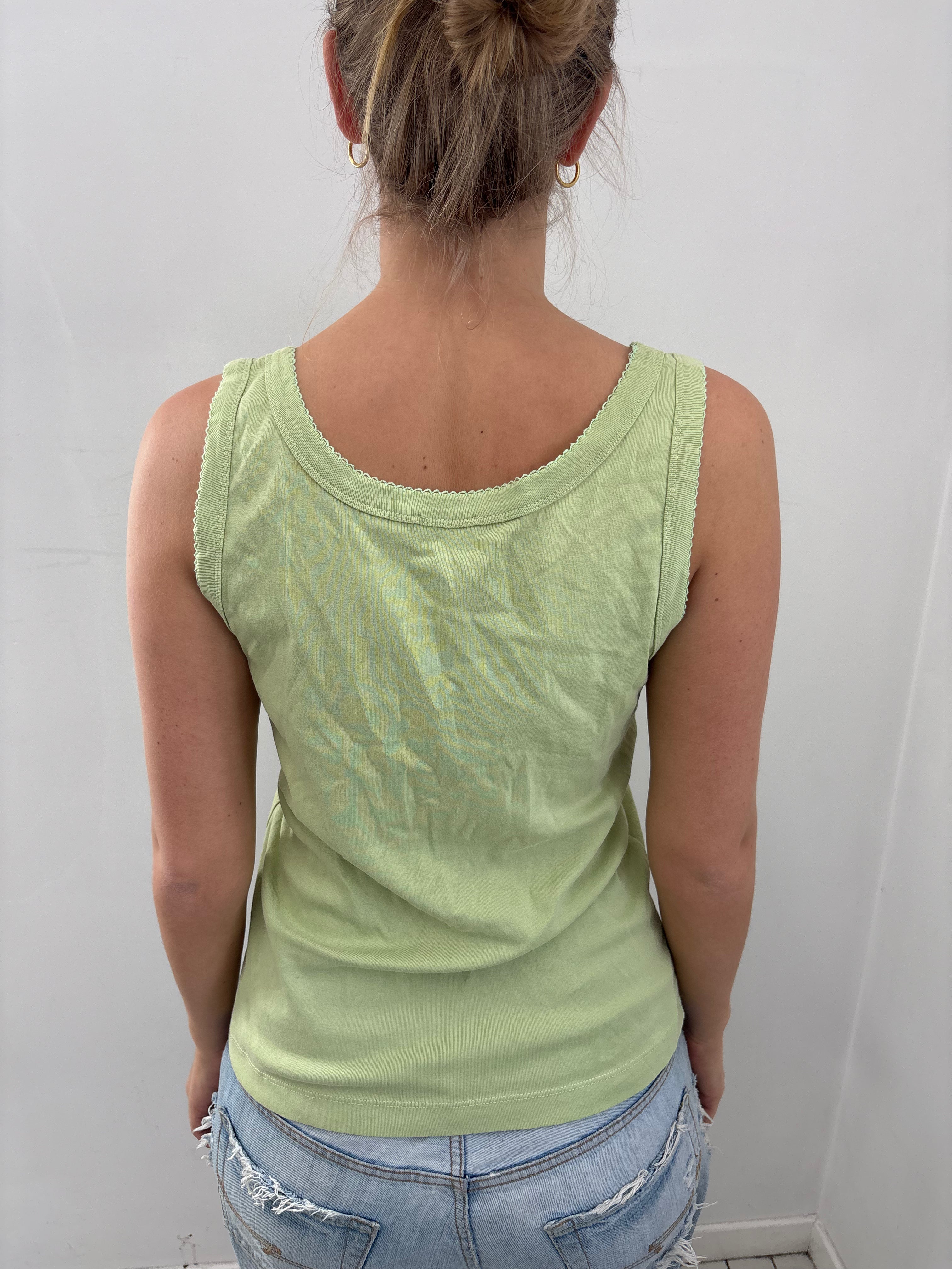 Light Green Graphic Floral Tank Top