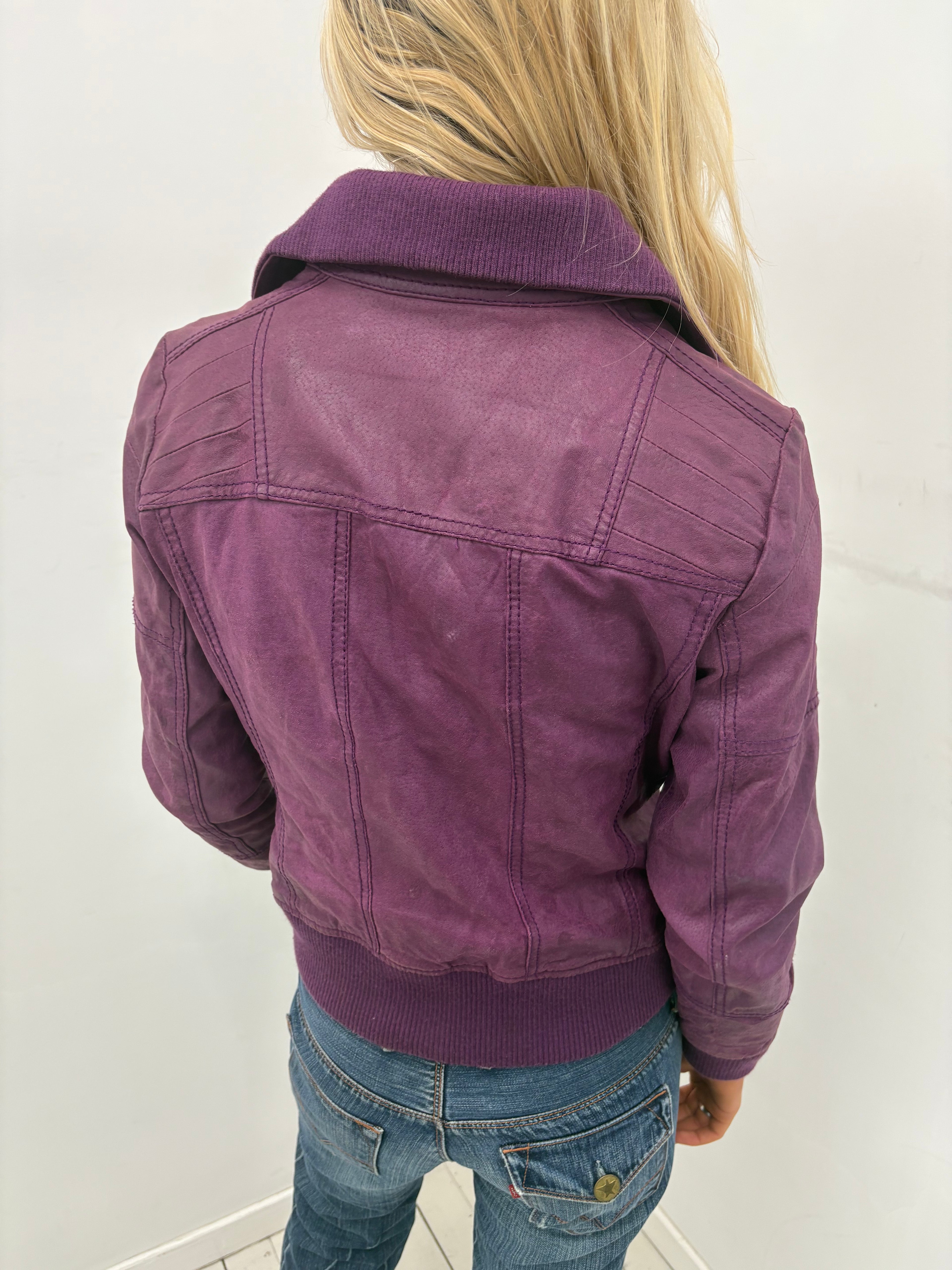 Plum Leather Y2K Zip Jacket