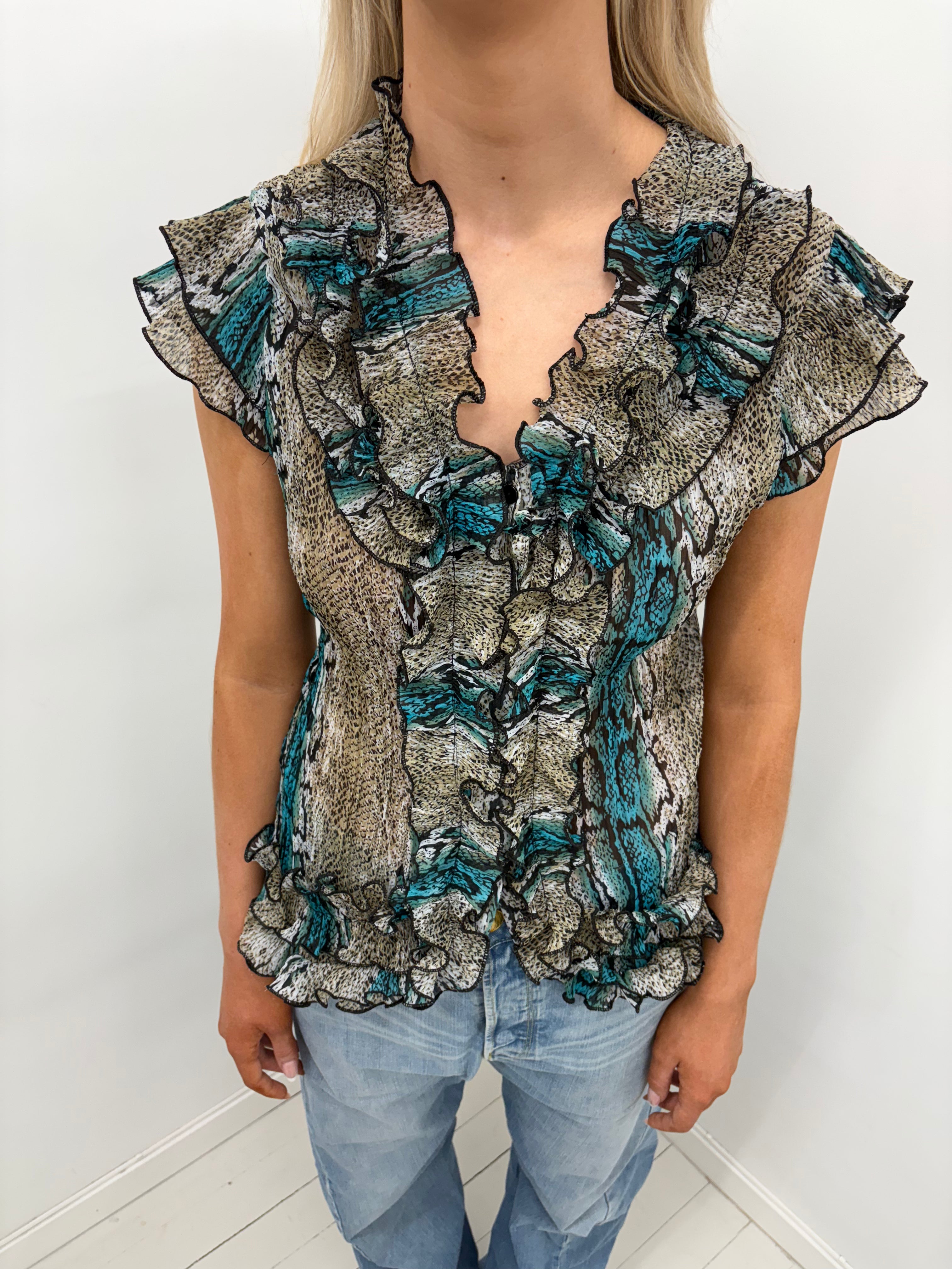 Ruffle snakeskin blouse