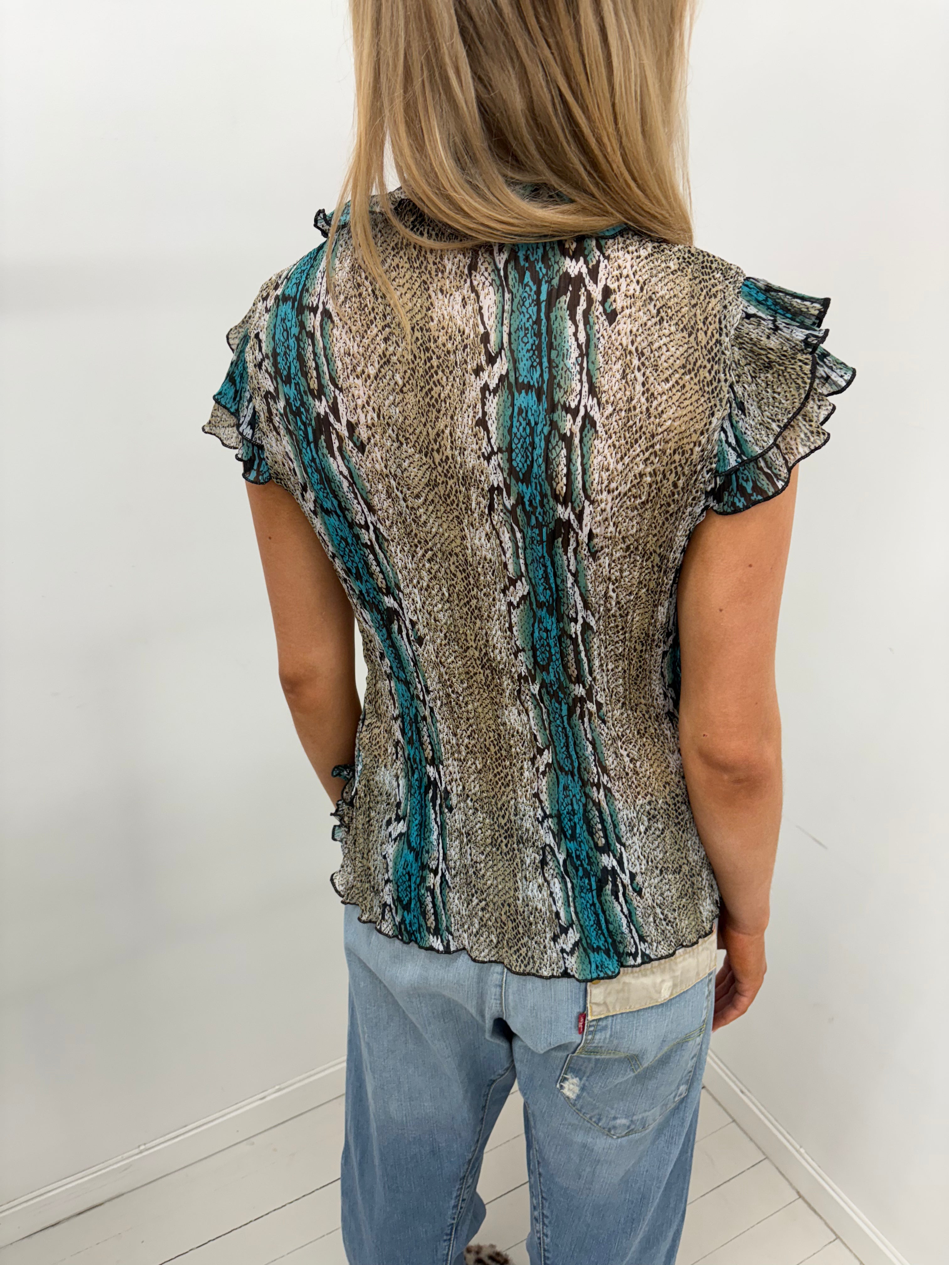 Ruffle snakeskin blouse