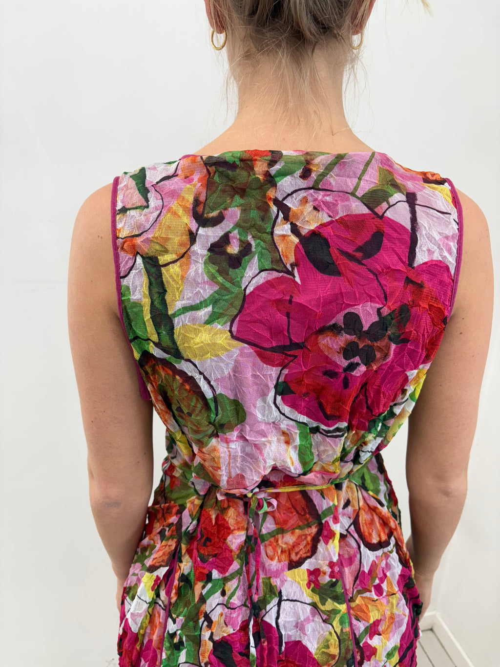 Sheer Floral Layered Ring Detail Mini Dress